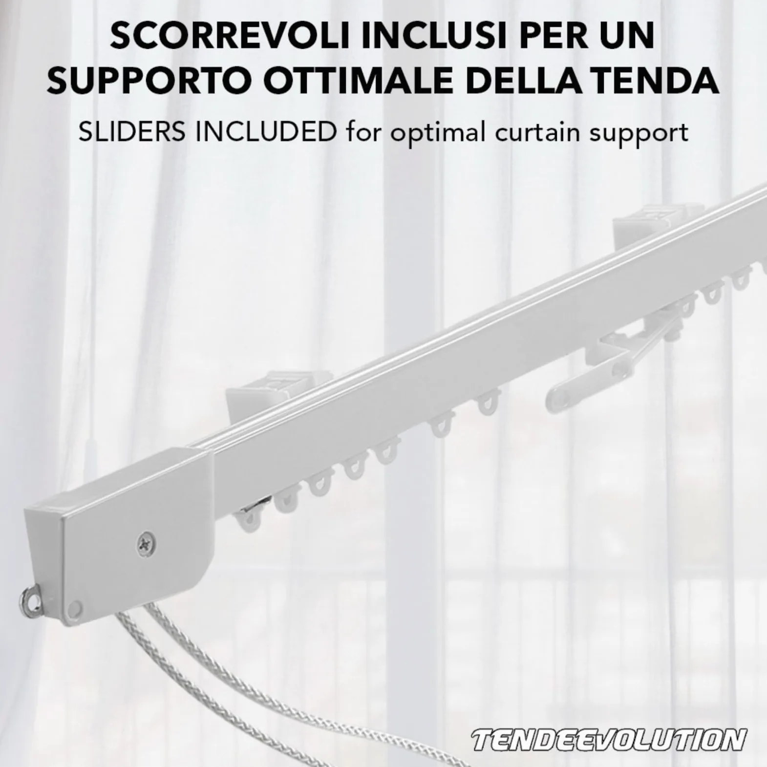 Rail de Rideau Linéaire en Aluminium Blanc Personnalisable, Complet avec Accessoires de Fixation, Mouvement à Corde, Tringle à Rideaux Coulissante pour Plafond ou Mur (160CM MOUVEMENT À CORDE)