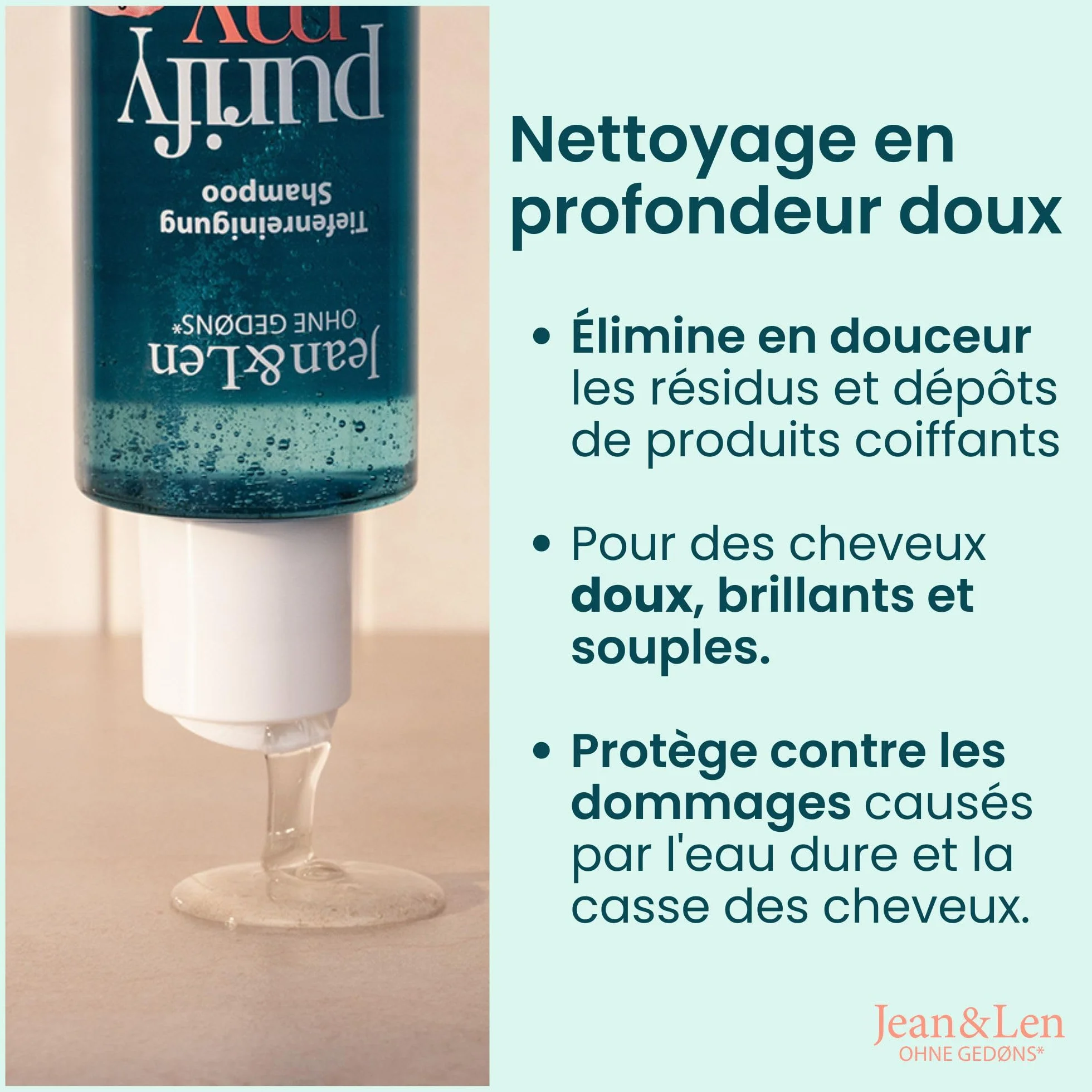 Jean & Len Shampooing Pamplemousse Rose & Spiruline 300 ml sans silicones végane