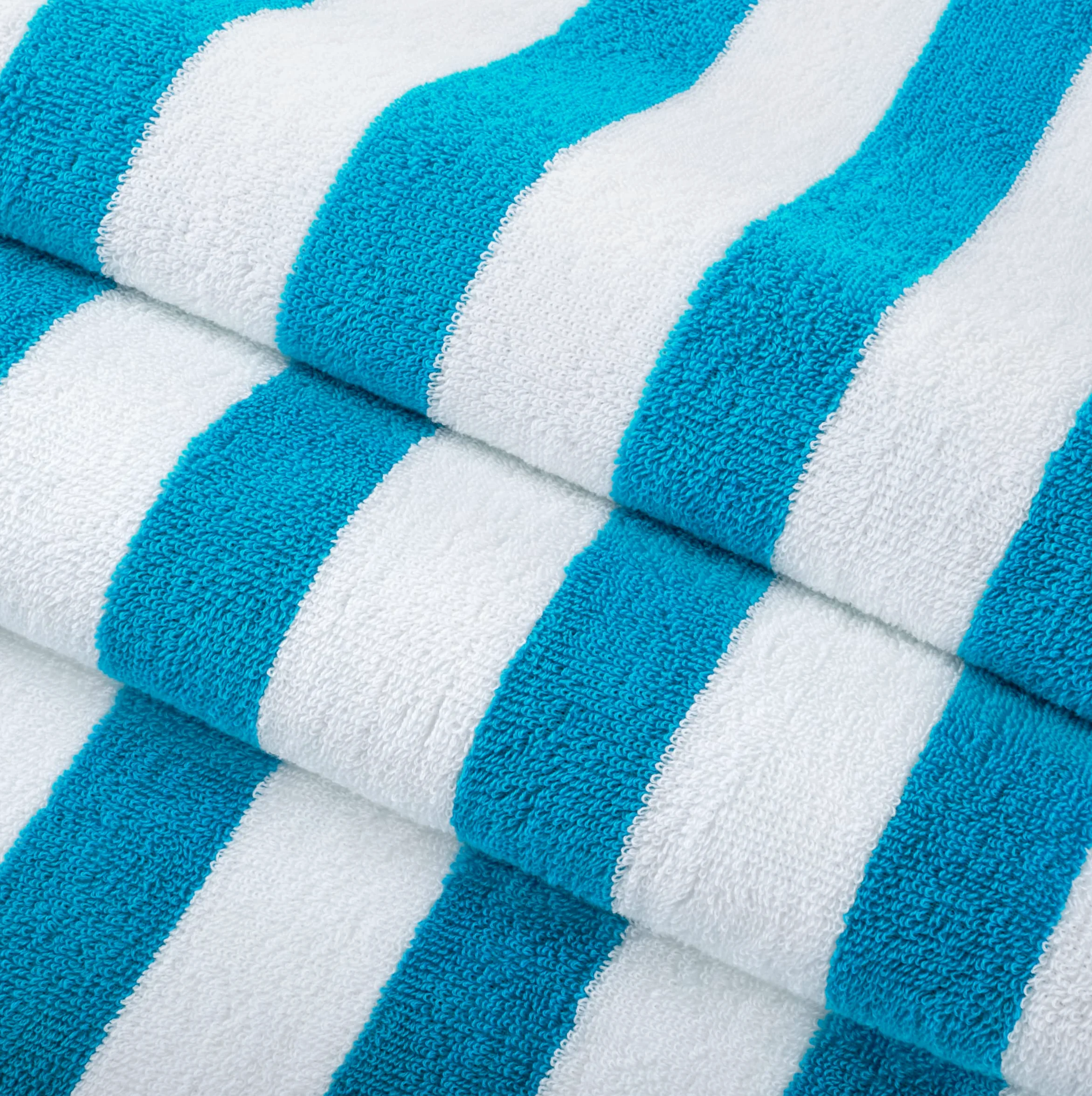 Arkwright Cali Cabana Lot de 4 Serviettes de Plage à Rayures, 100% Coton Doux, légères et à séchage Rapide, Serviettes en éponge pour Piscine, baignade et Spa, 76 x 152,5 cm, Bleu