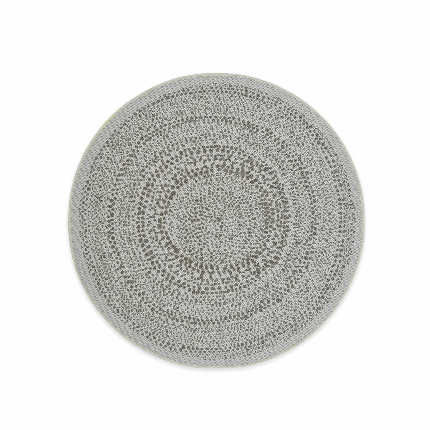 DomDeco Intérieur/extérieur Tapis rond Finn dans un style moderne – Robuste et facile d'entretien pour le salon, le couloir, la terrasse, le balcon, en fibres synthétiques, Ø 120 cm, crème/vert olive