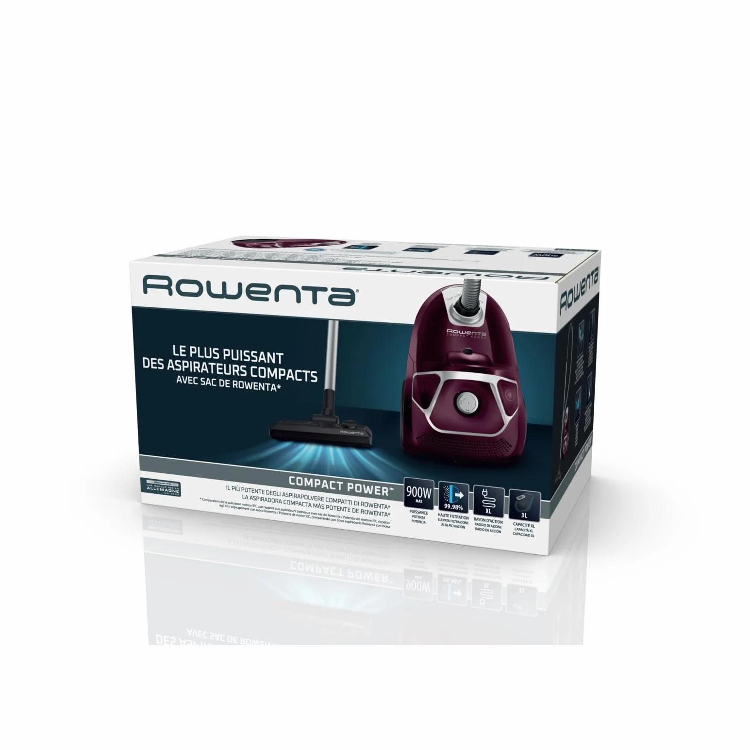 Rowenta RO3969EA Compact Power Aspirateur avec sac 900 W Haute filtration 3 L Aubergine