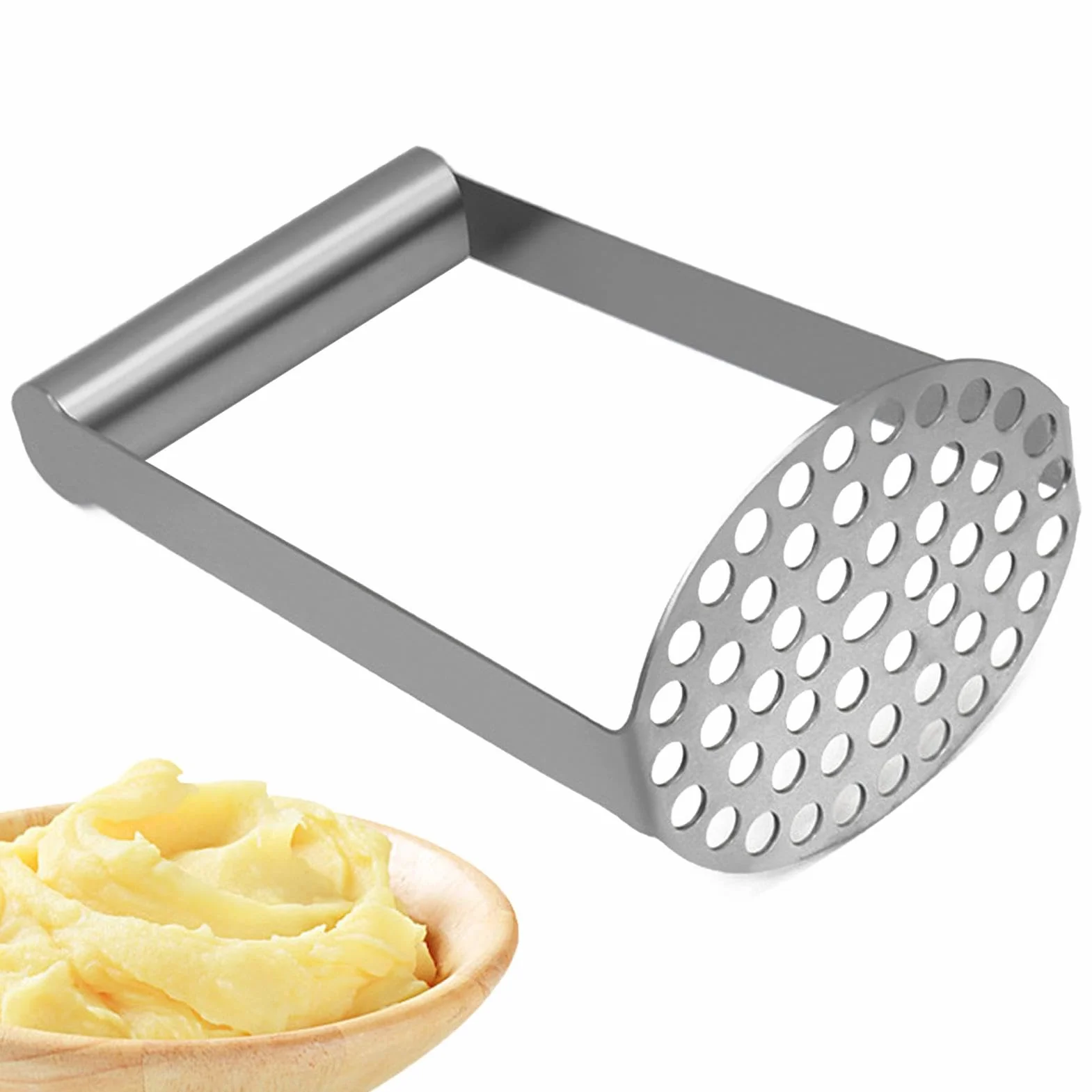 Générique Stainless Steel Potato Masher 4.33x3.39x7.09 Inches Multi-Purpose Kitchen Utensil for Mashing Potatoes