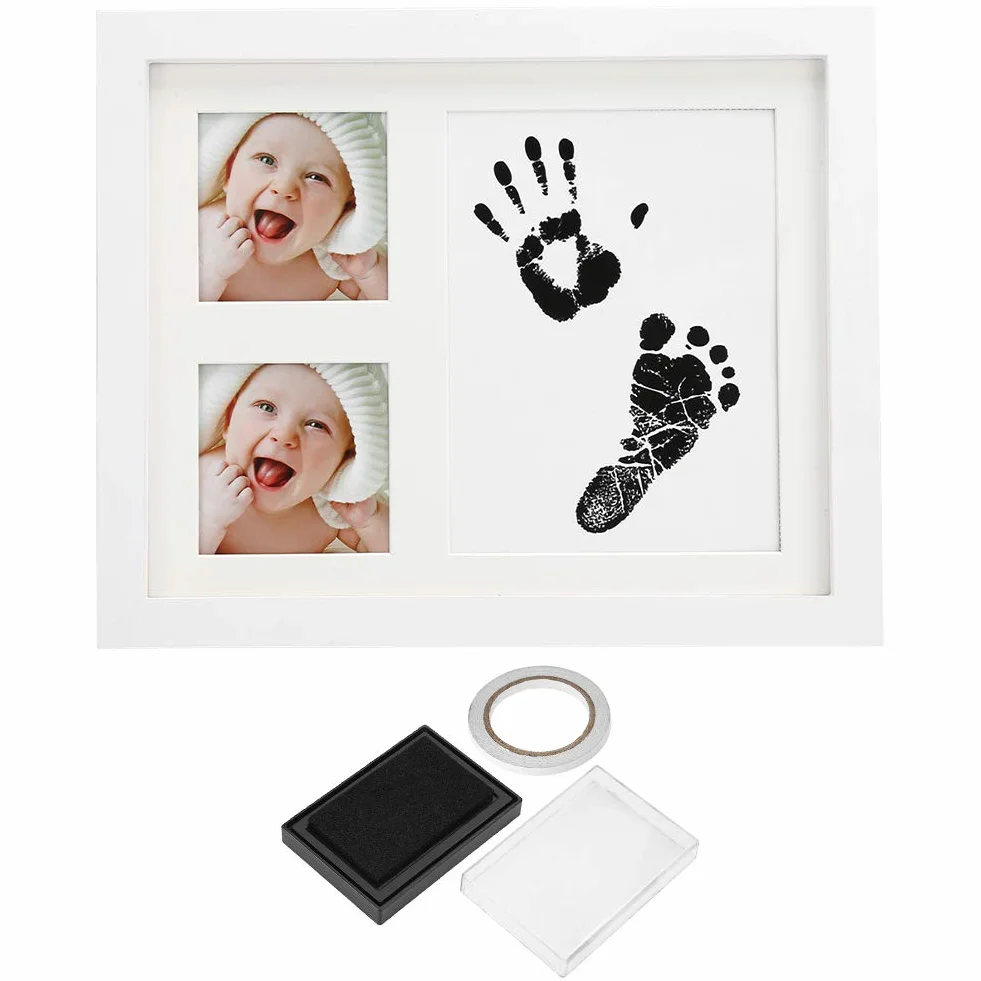 Kit d'impression main et pied bébé Cadre Photo Bois Tampon Encreur