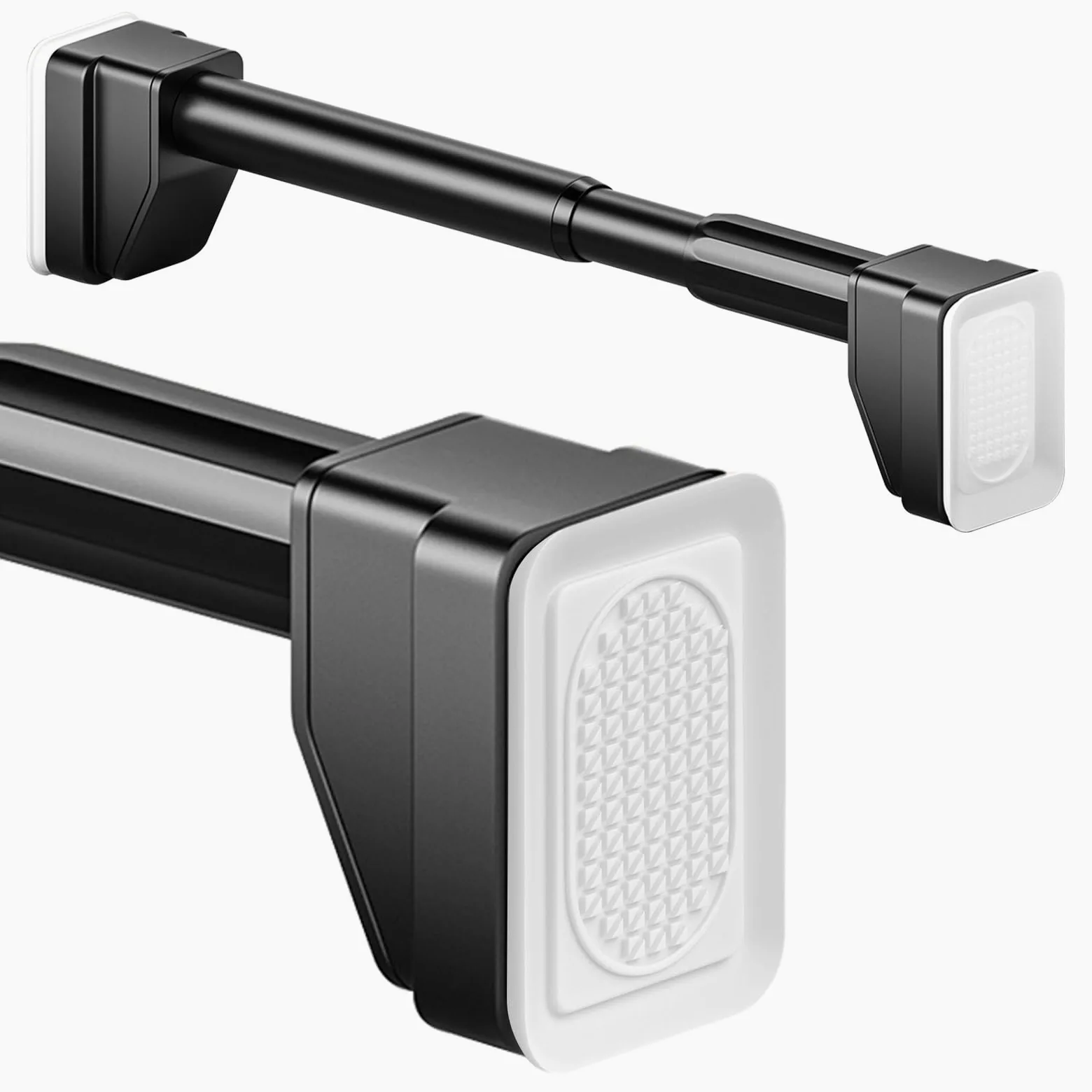 Tringle à Rideau de Douche Réglable 40-490cm, Tringle télescopique sans perçage, ne rouille jamais Tringle à rideau extensible pour rideaux de salle de bain et chambre à coucher(Noir,310-400cm)