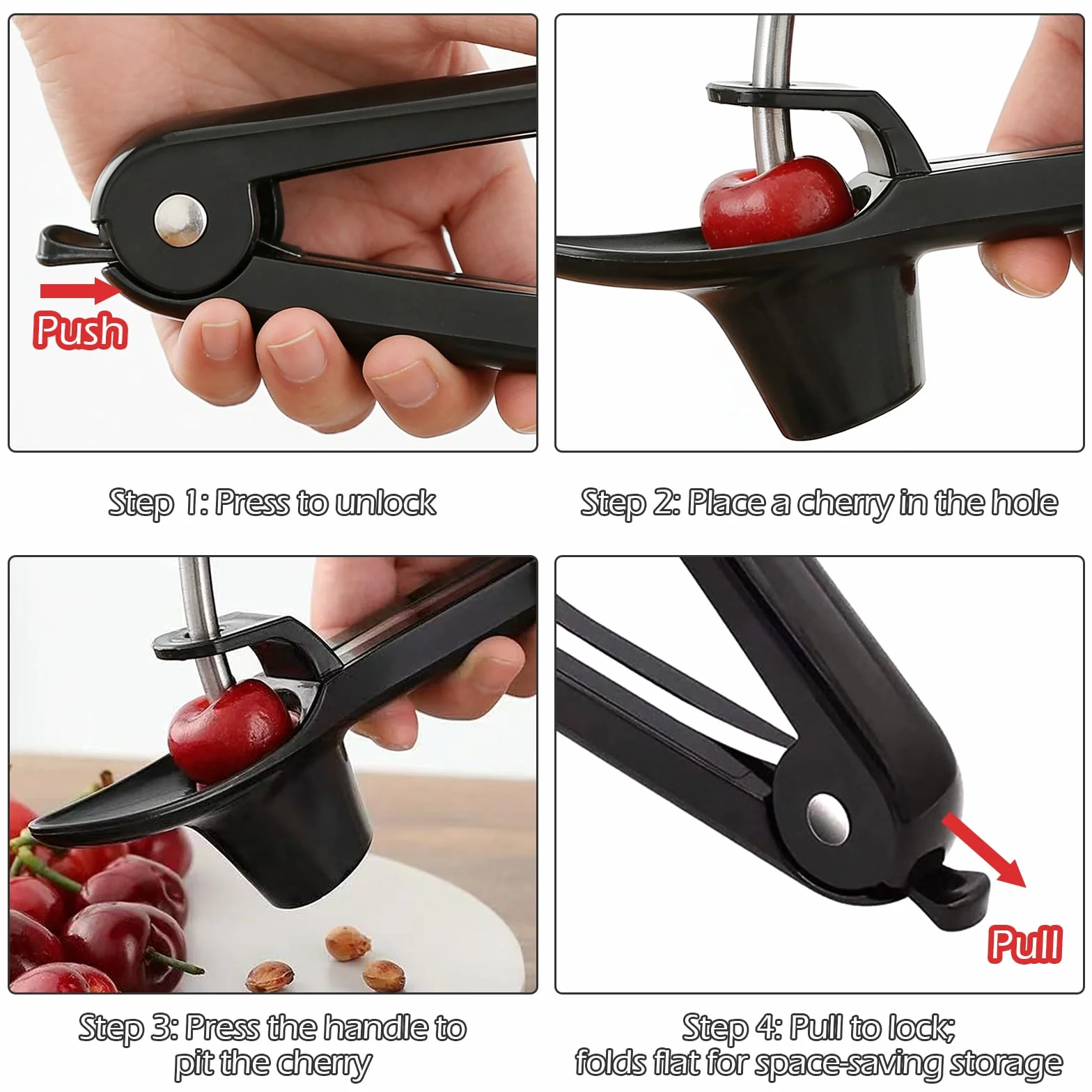 Dénoyauteur de Cerises Manuel Multifonctionnel pour Fruits, Portable Cuisine Noir