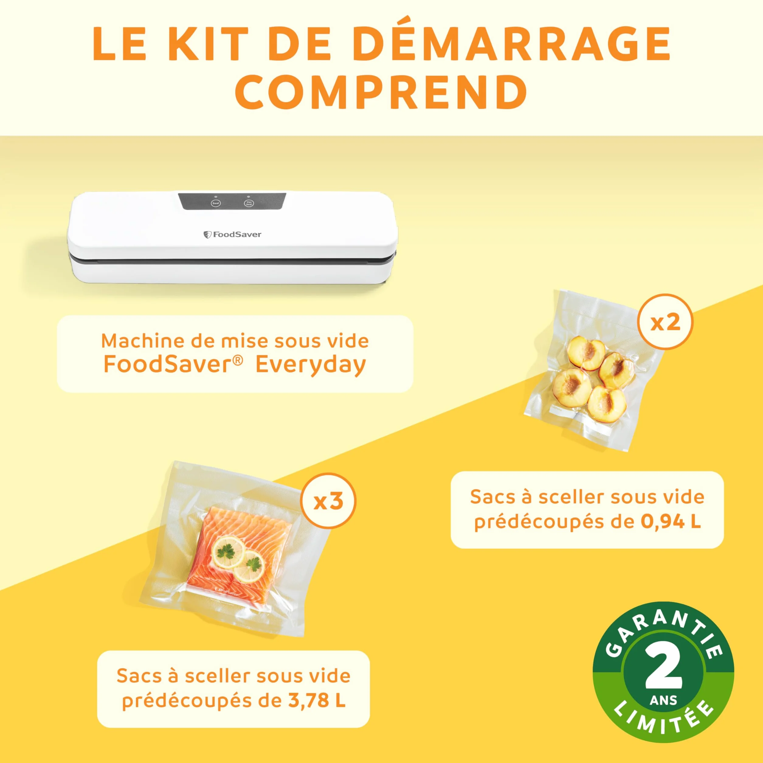FoodSaver Appareil de mise sous vide avec design compact VS0290X 5 sacs