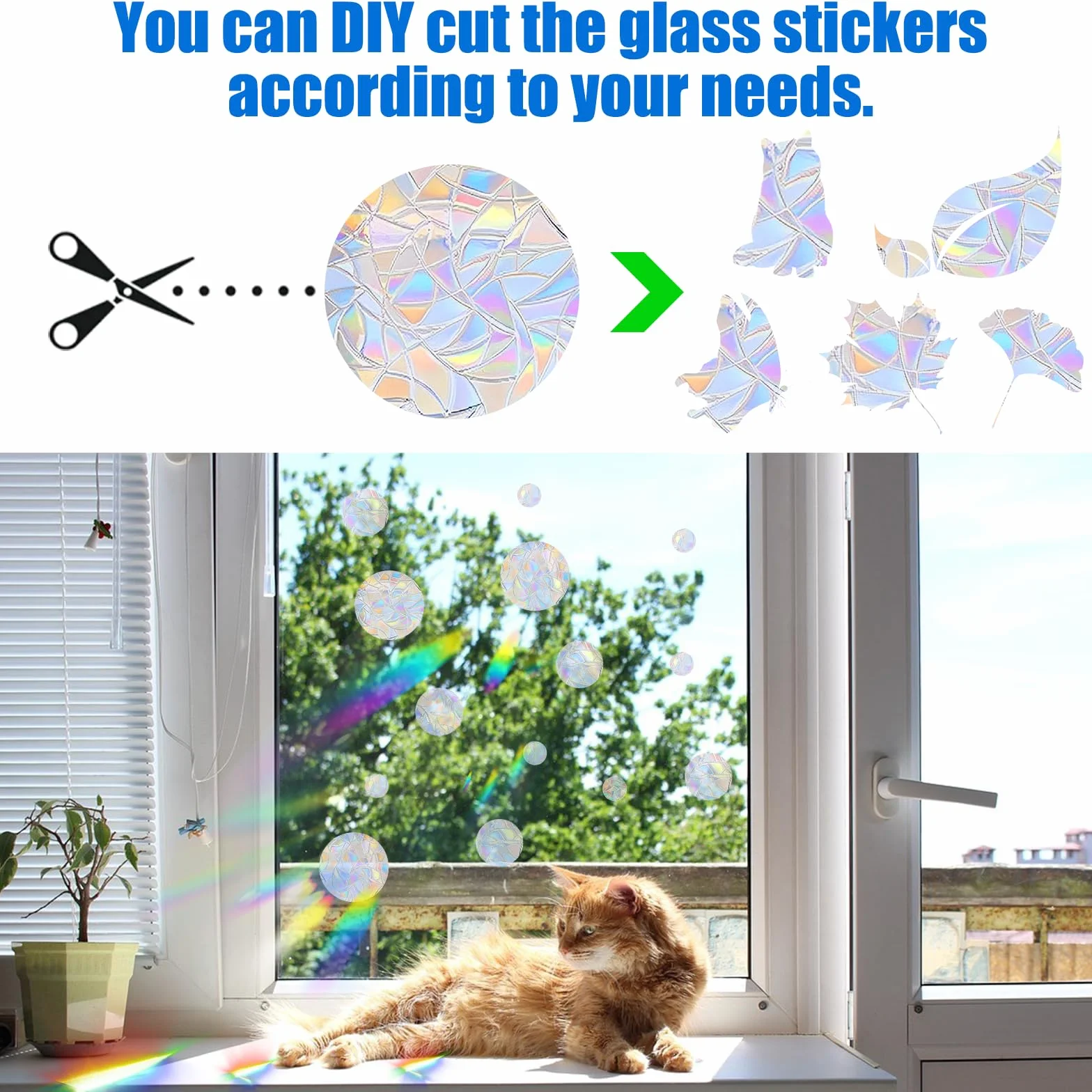 Lot de 39 Stickers Suncatcher Anti-Collision Arc-en-Ciel Fenêtre Prism Autocollant Verre Décoration Lumineuse Maison Bureau