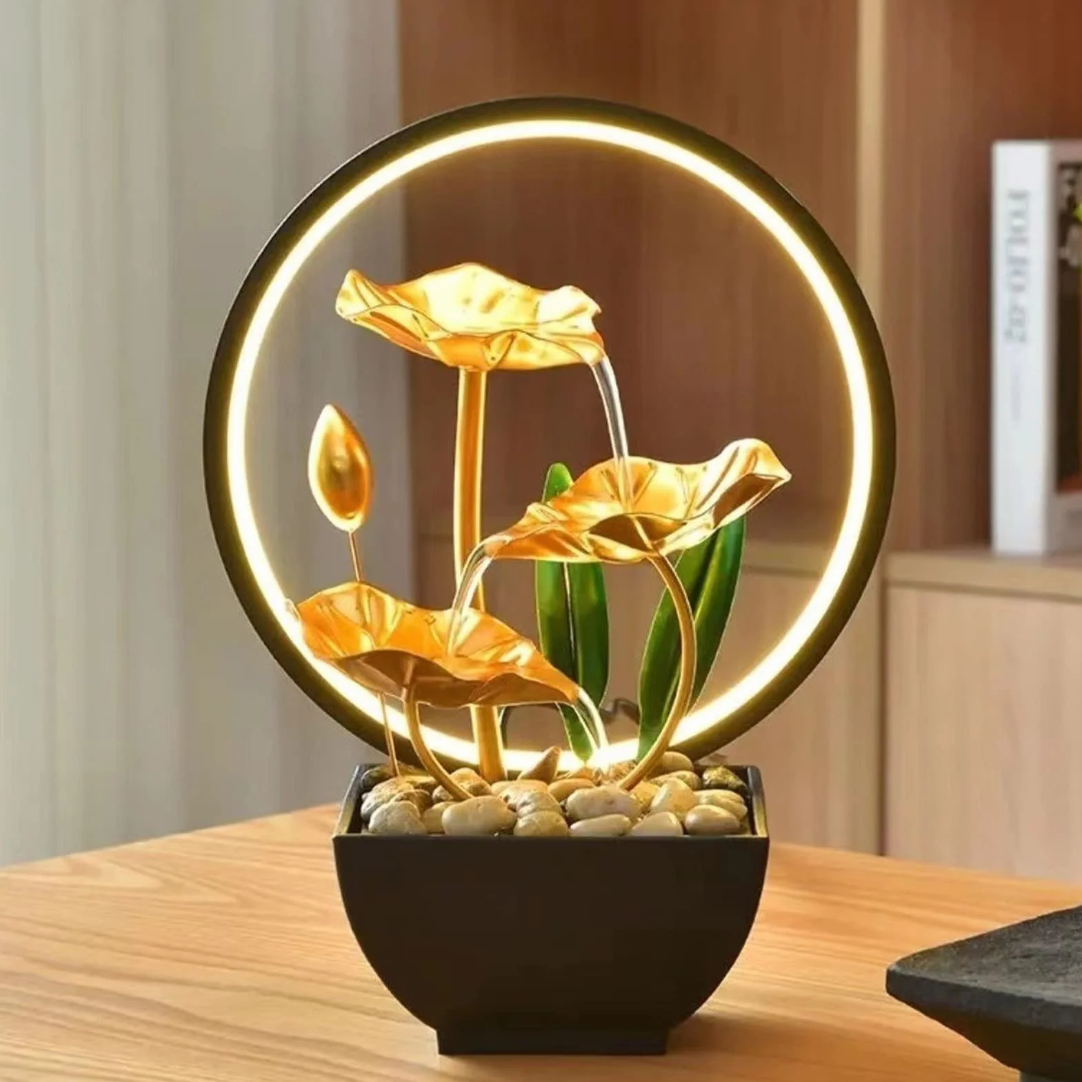 Fontaine d’Intérieur Cascade avec Lumières LED Zen Relaxante pour Décoration Maison Bureau Salon