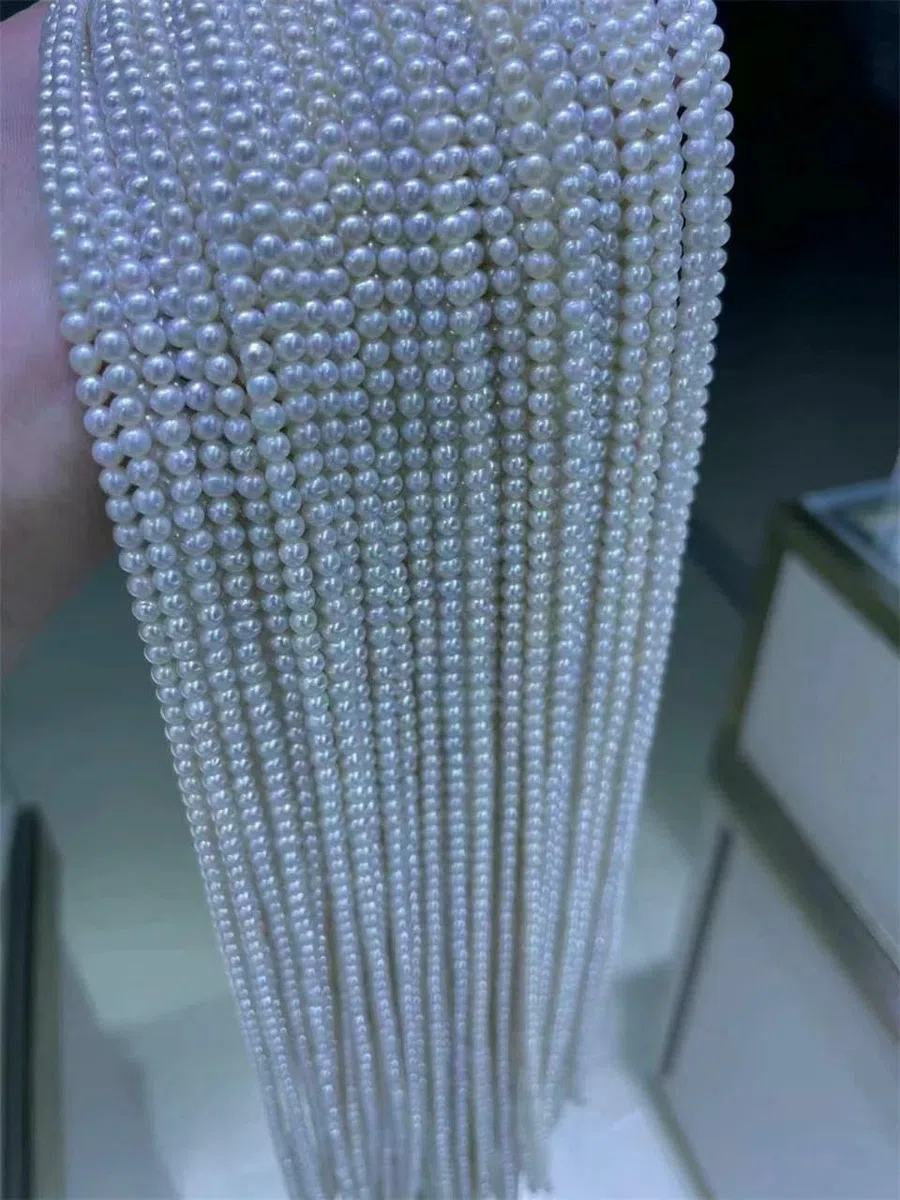 Perles de culture d'eau douce rondes 100% naturelles, perles fines pour la création de bracelets, colliers et boucles d'oreilles - 4A, blanches, rondes, 8,0-8,5 mm, 1 rang