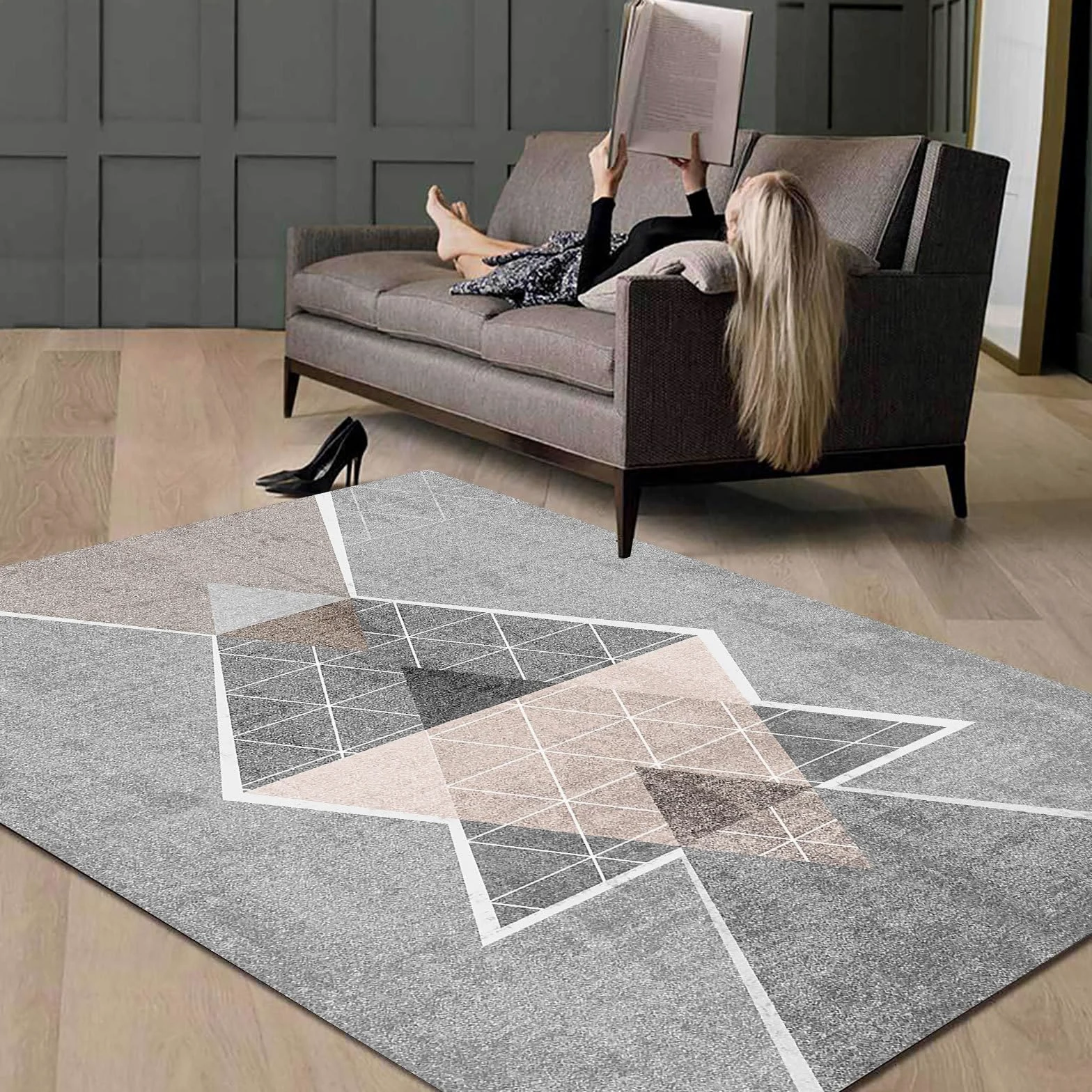 Moderne Tapis Salon 120 X 200 CMmotif de Fond Gris Tapis Decoration Salon Chambre Canapé Salles de Jeux Table de Cuisine 120x200cm