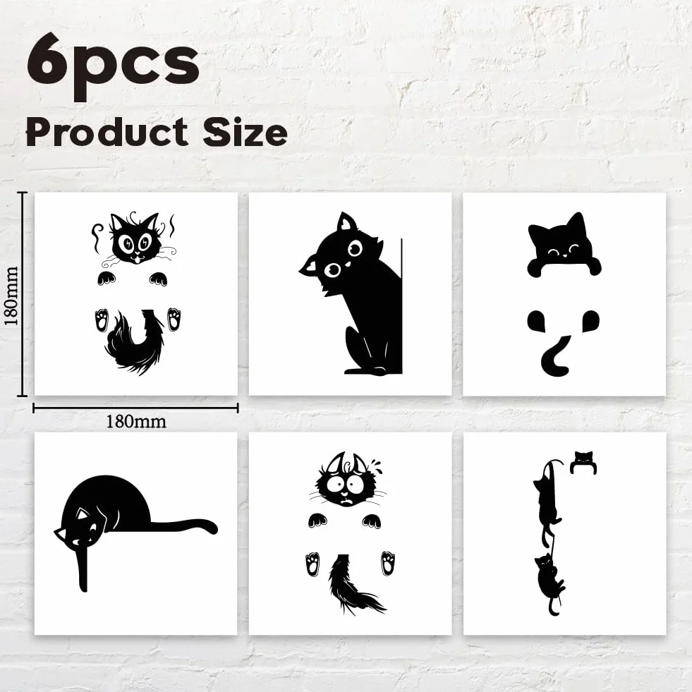 Mignon Chat Noir Cartoon Interrupteur Autocollant Mural Créatif Peeping Cat