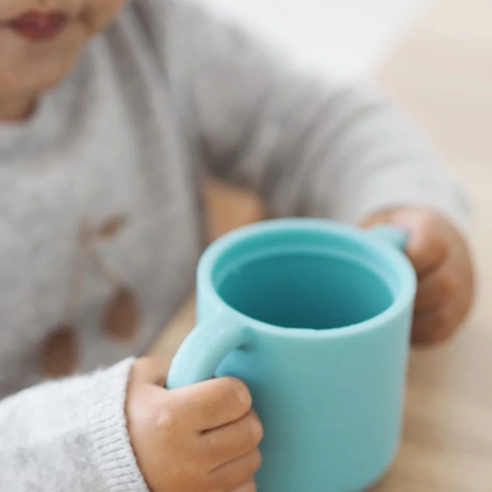 Béaba Tasse d'Apprentissage Bébé, Silicone, Bec Souple, Bleu