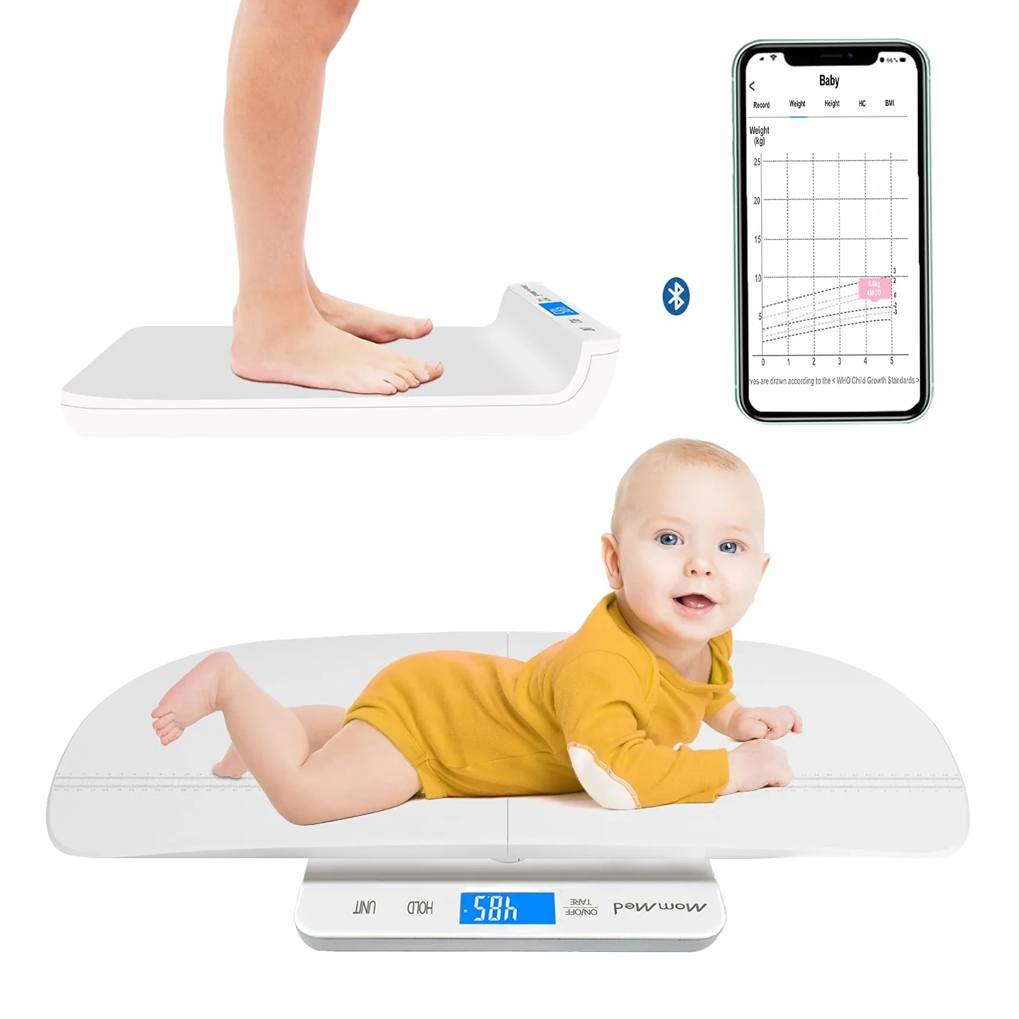MOMMED Balance numérique Bluetooth Pèse-bébé avec application pour bébé