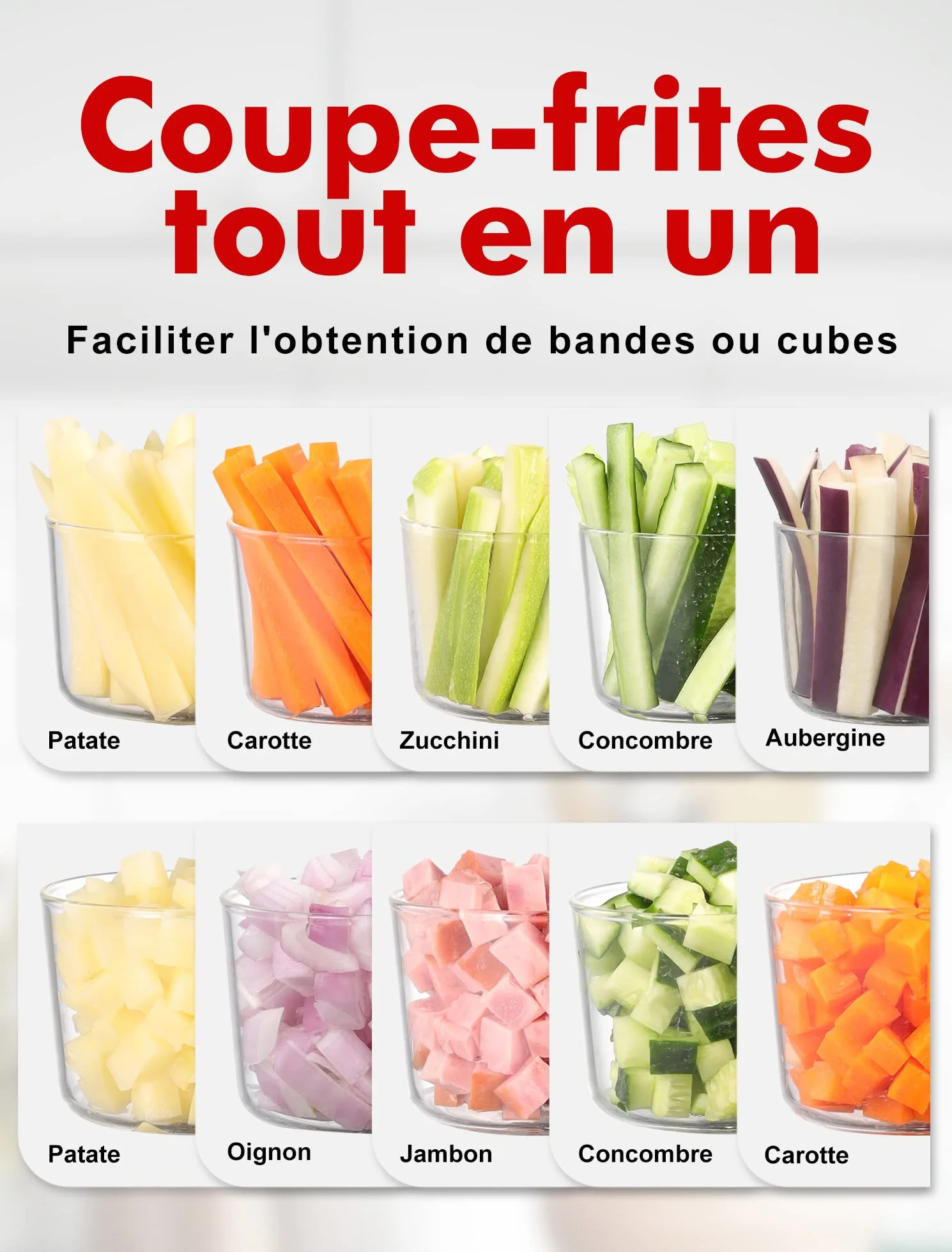 Coupe-Frites et Légumes Manuel Geedel, Facile à Nettoyer pour Cuisine