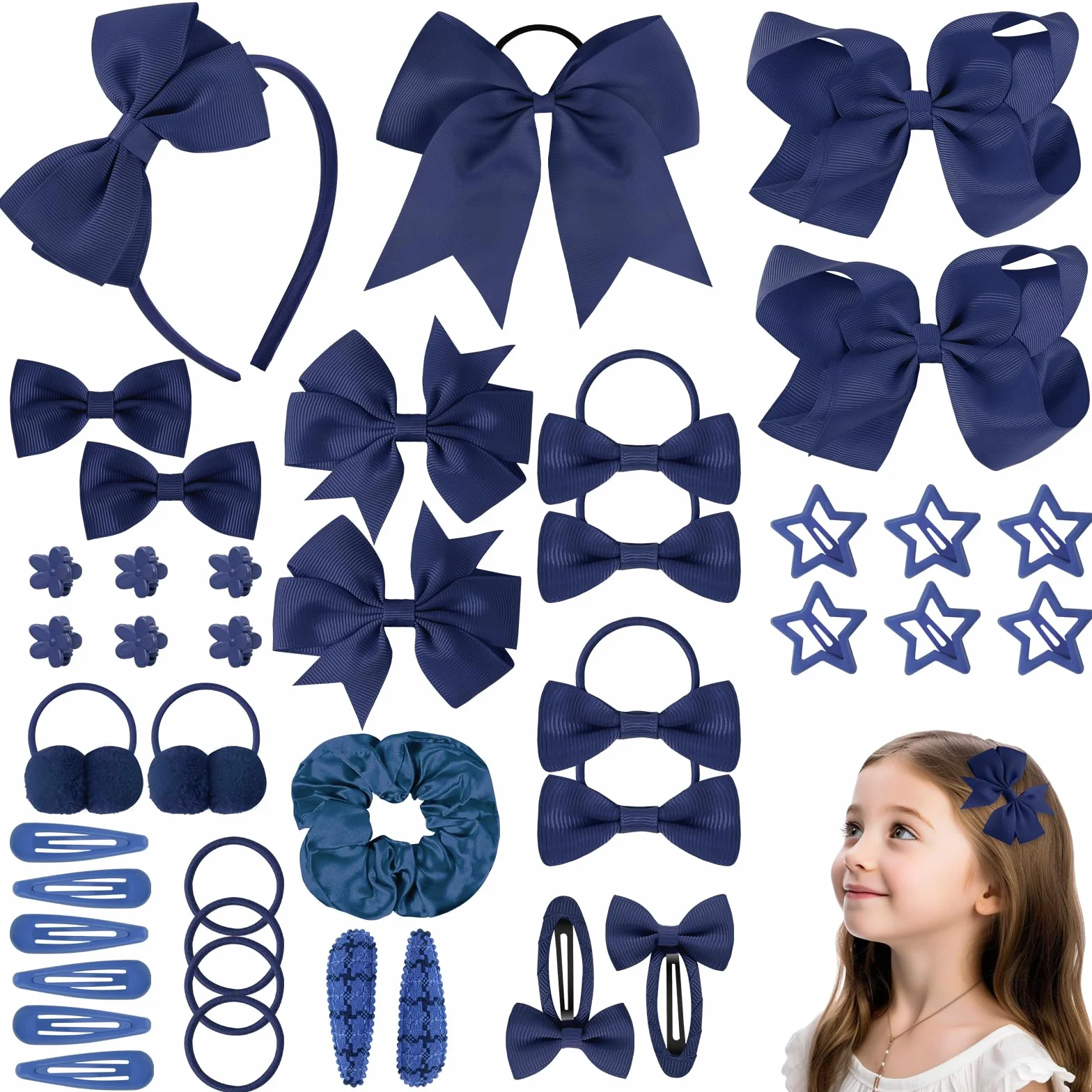 LOPHE 77 Pièces Bandeau à Noeud pour Enfants Pinces à Cheveux Ensemble Accessoires Cheveux