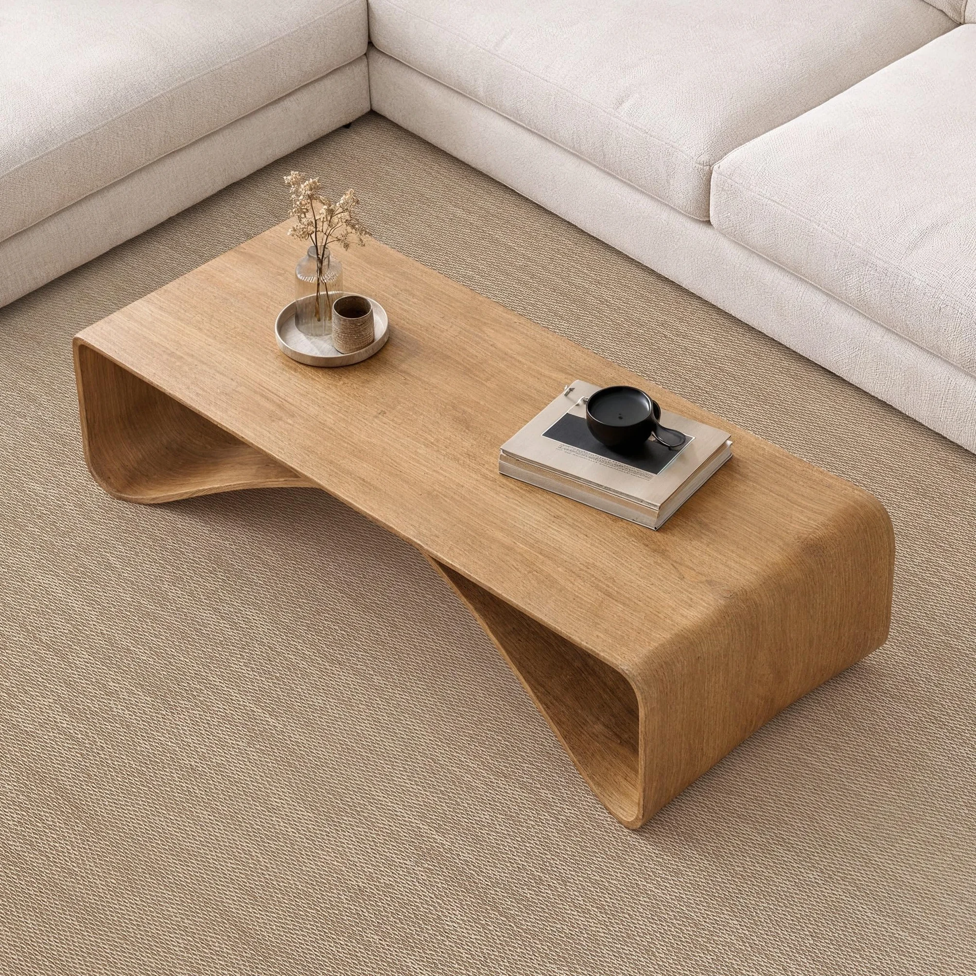Storesdeco Tapis Vinyle Tissé Lavable Antidérapant 60 x 90 cm Beige