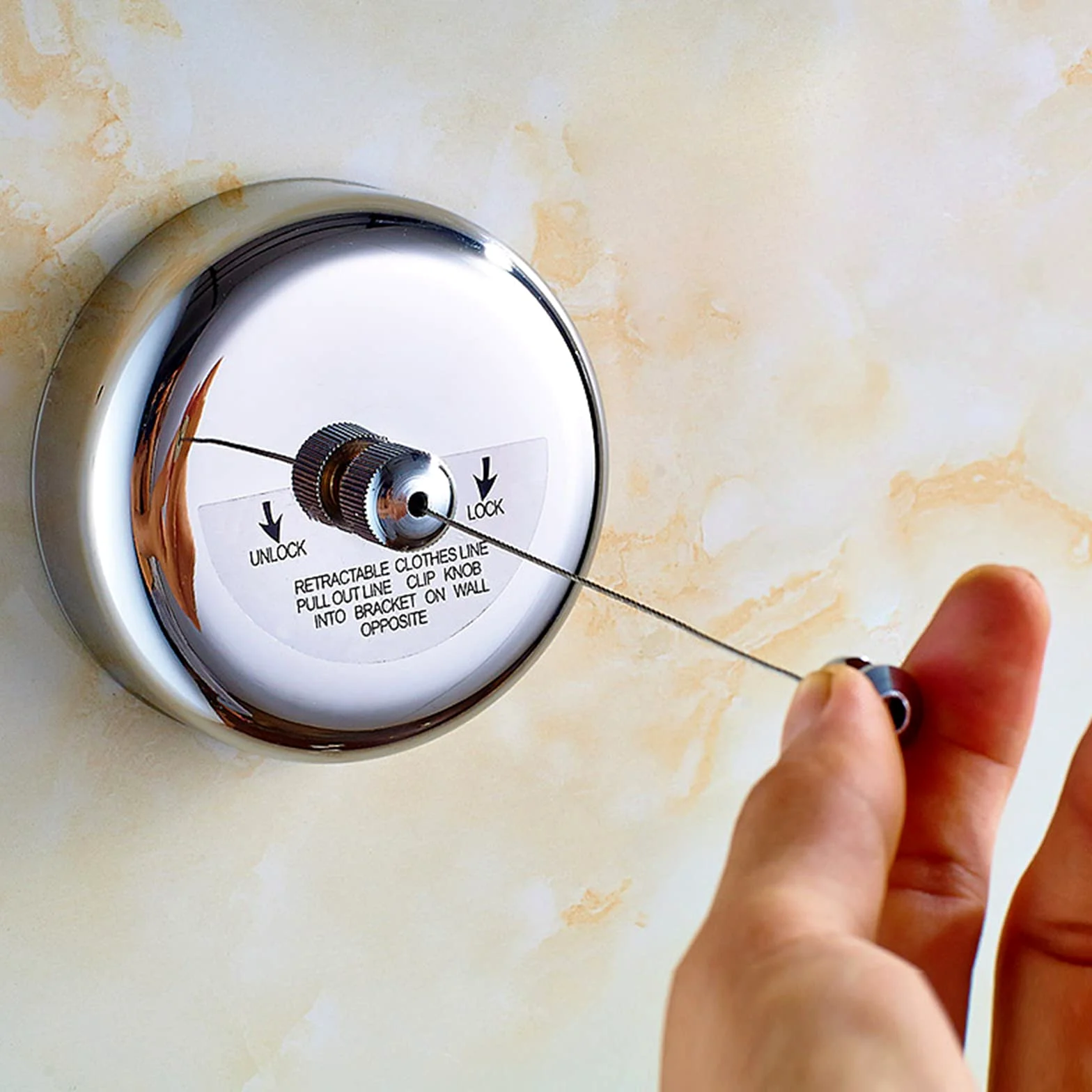 Corde à Linge Rétractable Invisible, Séchoir à Linge en Acier Inoxydable avec Corde Réglable en Acier Inoxydable pour Suspendre Le Séchage de la Salle de Bain, la Blanchisserie