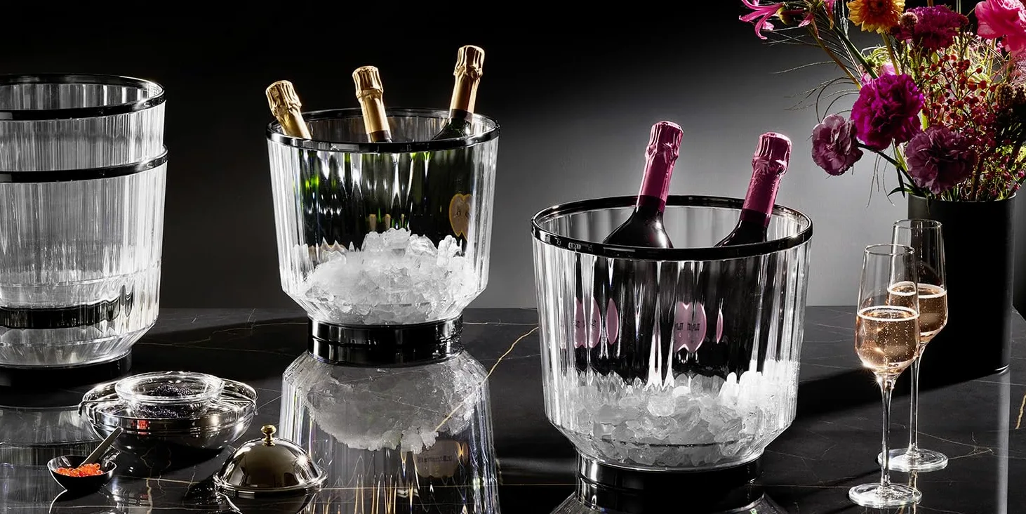 APS 36160 « AUREO » Seau à vin/à champagne, Ø 28 cm, H : 25 cm, 10 litres, polycarbonate, bord + anneau de fond, aspect bronze à canon, revêtement galvanisé, empilable