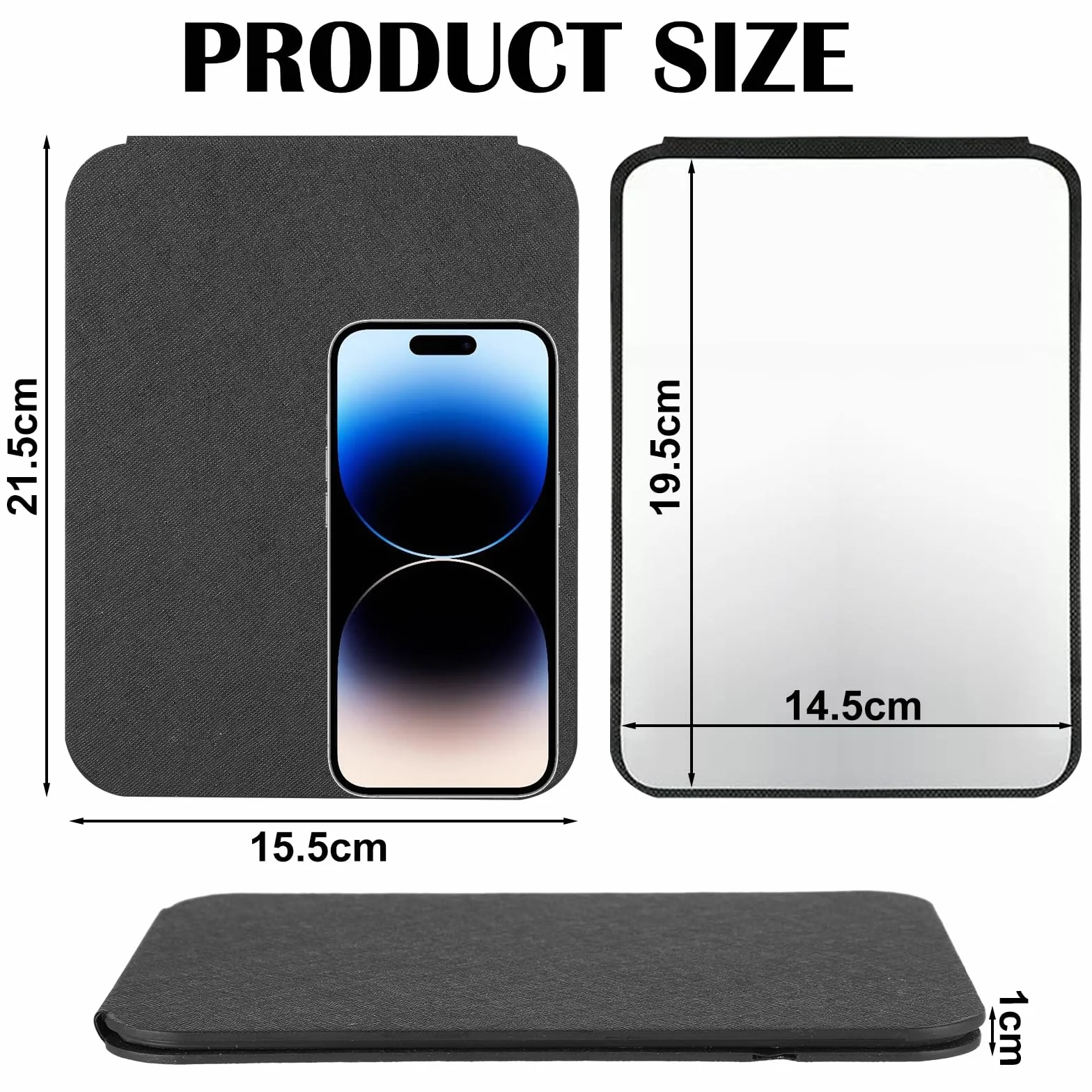 Miroir de Voyage Pliable 21,5 x 15,5 cm avec Housse en PU
