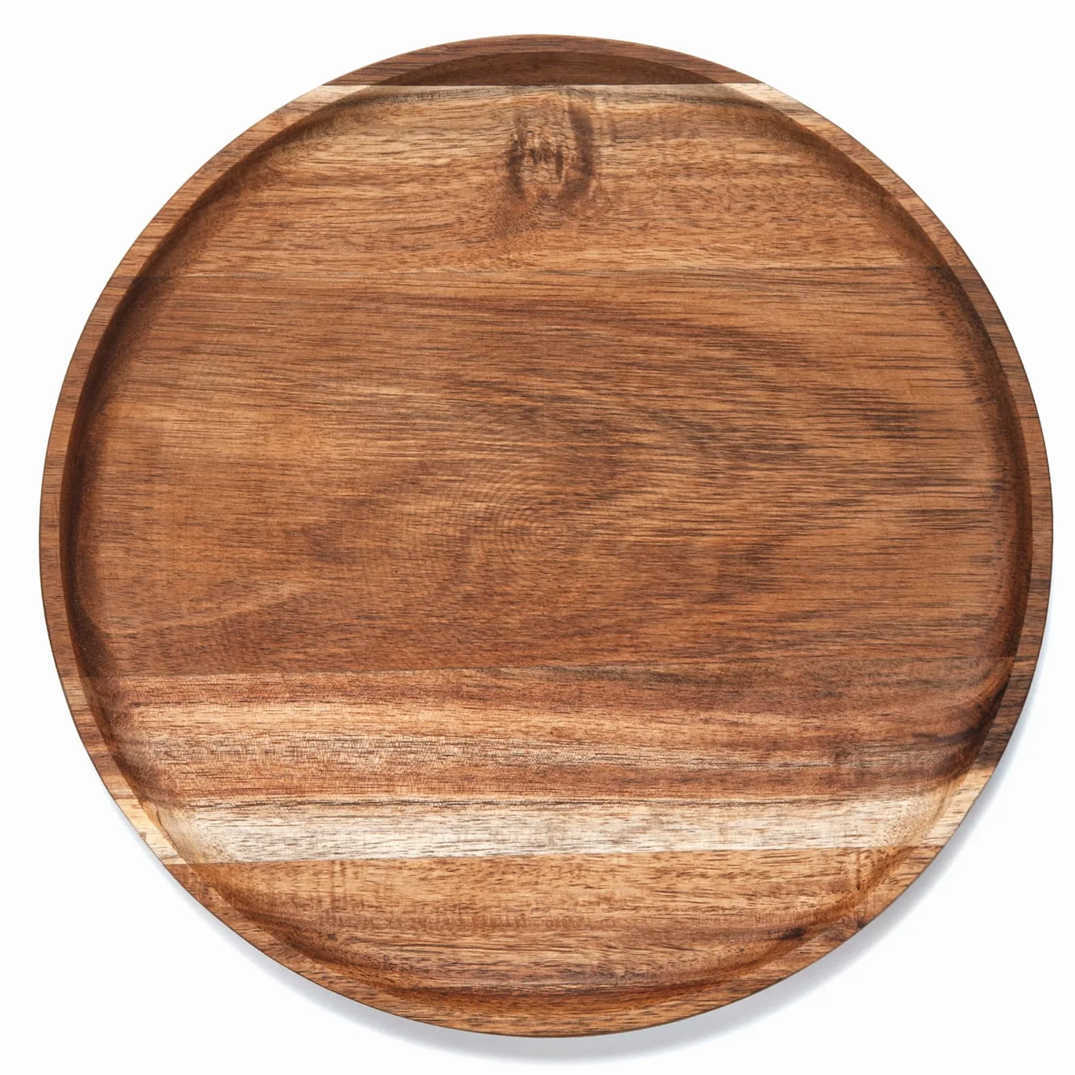 YANGQIHOME Plateau rond en bois, plateau en bois d'acacia, plateau de service, planche à charcuterie pour apéritifs, organisateur de plateau pour cuisine/comptoir, 35,1 x 35,1 x 2,0 cm