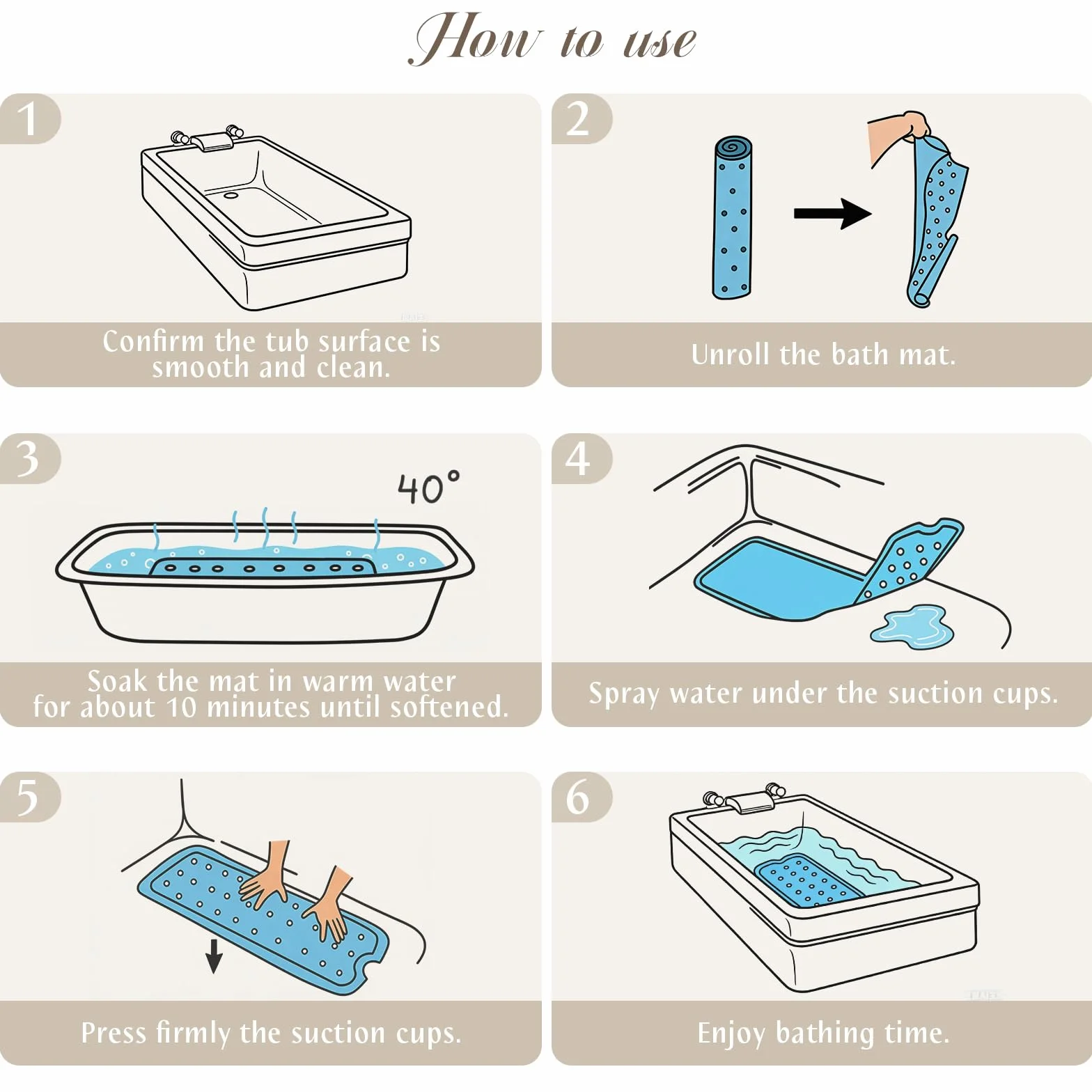 Tapis de Bain Antidérapant 100 x 40cm, SHUCHING, Lavable en Machine et Résistant à la Moisissure, Sans BPA, Fleurs Grises