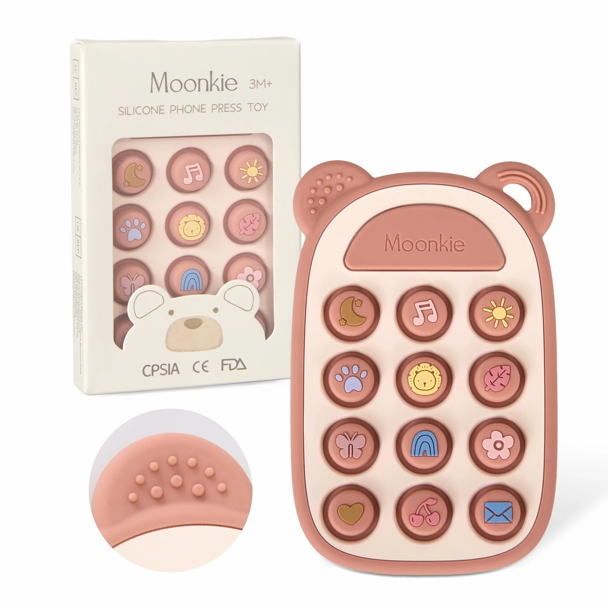Moonkie Jouet Dentition Bébé Téléphone Silicone Sans BPA 3 Mois+