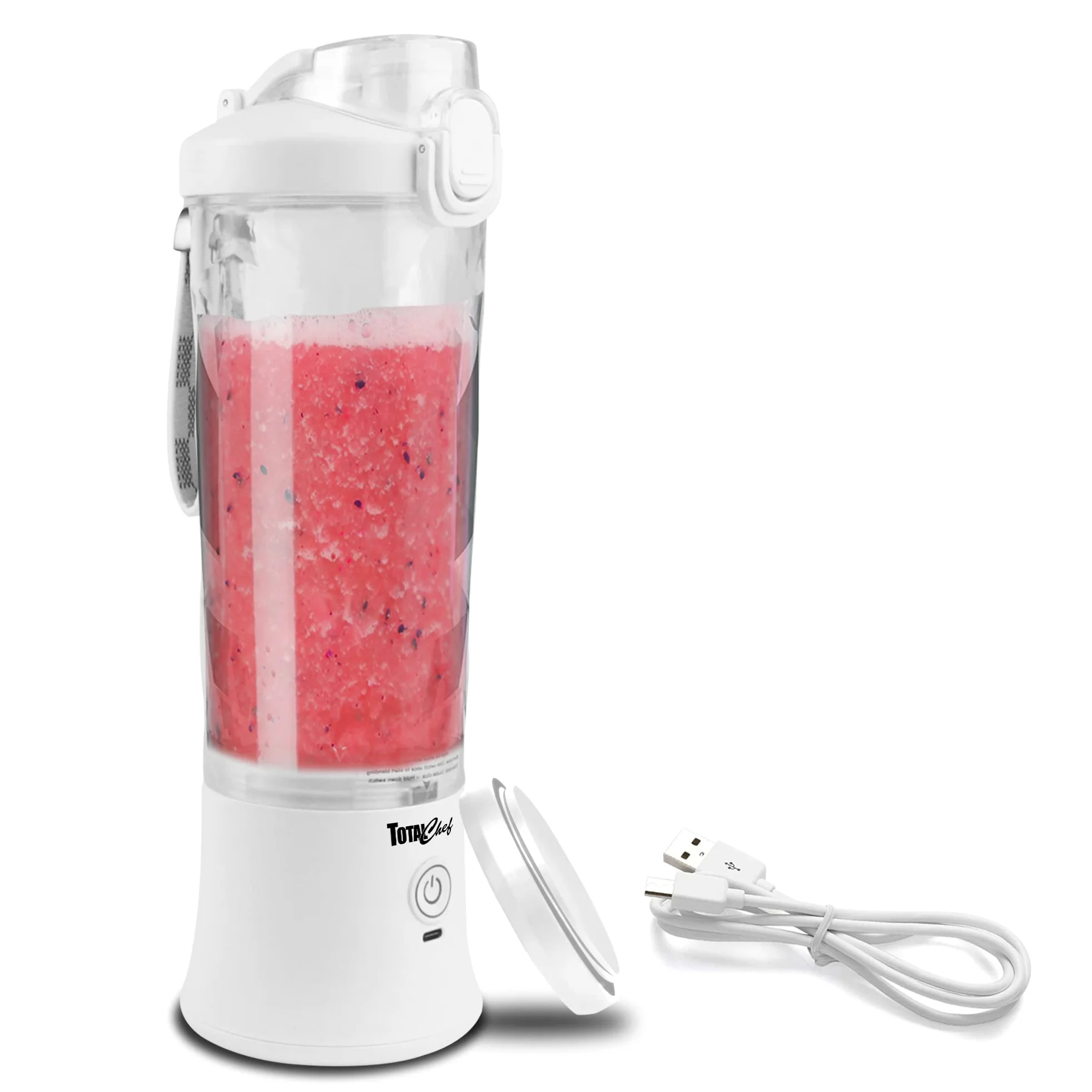 Total Chef Mini mixeur portable USB sans fil pour smoothie 600 ml Petit mélangeur pour boissons protéinées, aliments pour bébé, milkshakes, jus de fruits, slushie pour la maison, le bureau, les