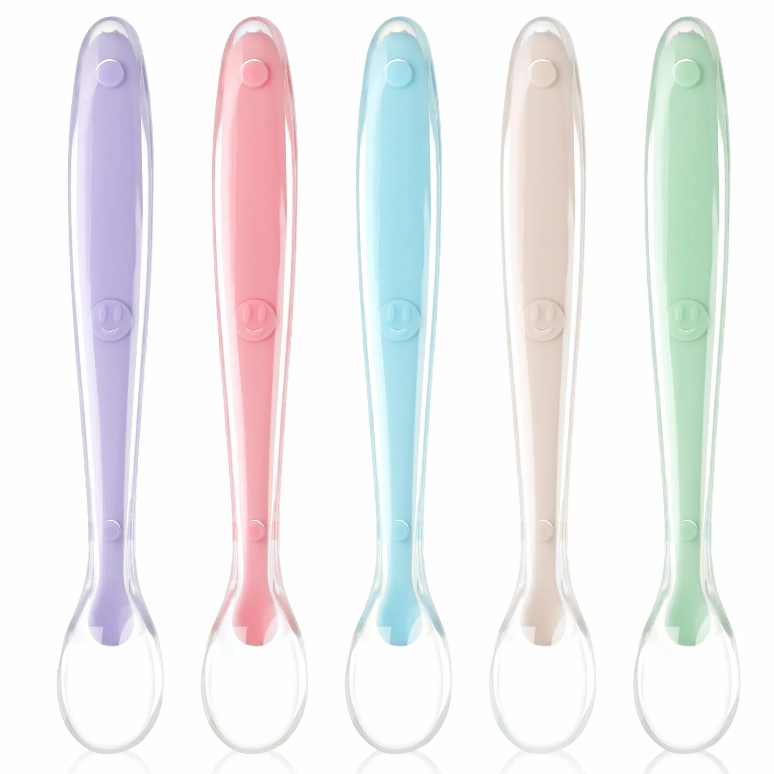 Vicloon Cuillère pour Bébé Silicone 5PCS Ensemble de Couverts Sans BPA