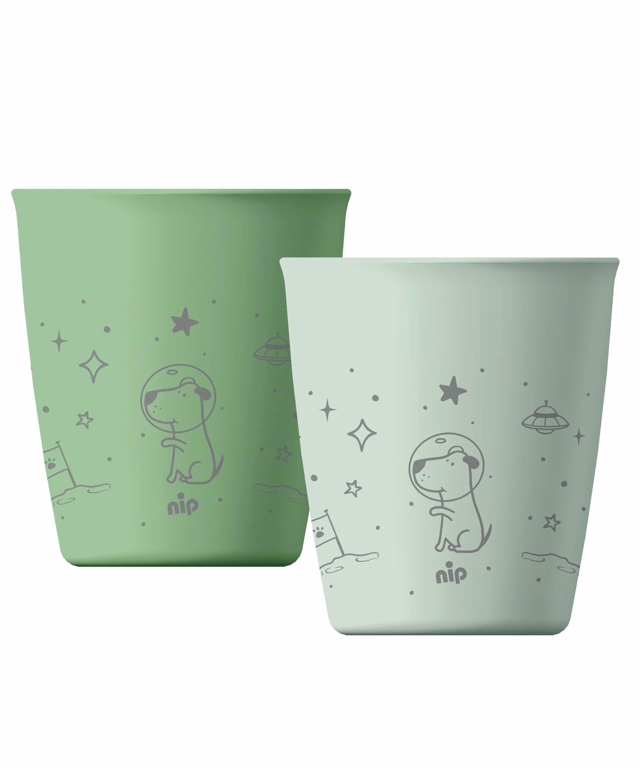 Green Öko Lot de 2 gobelets pour bébé et enfant sans BPA, incassables, micro-ondes et lave-vaisselle, motif animal, vert clair