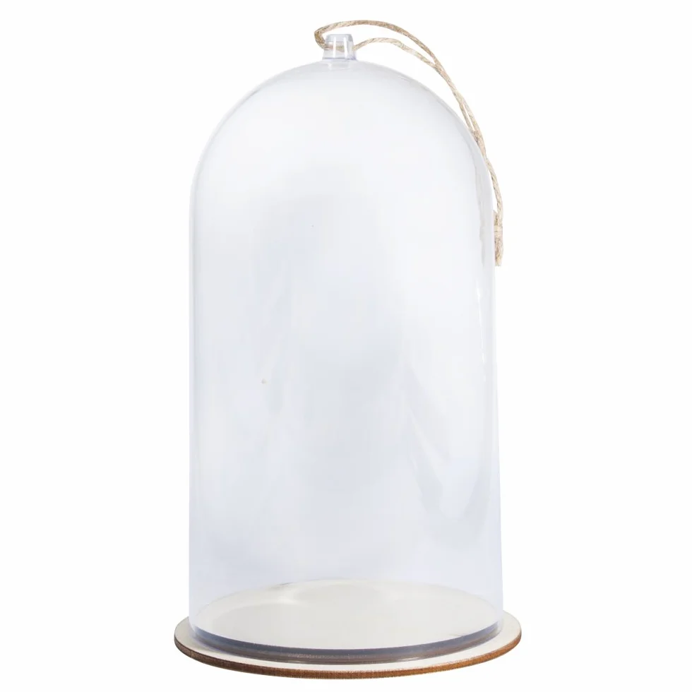 Rayher Cloche avec socle transparent plastique Ø 11cm H 19cm protection décorations miniatures