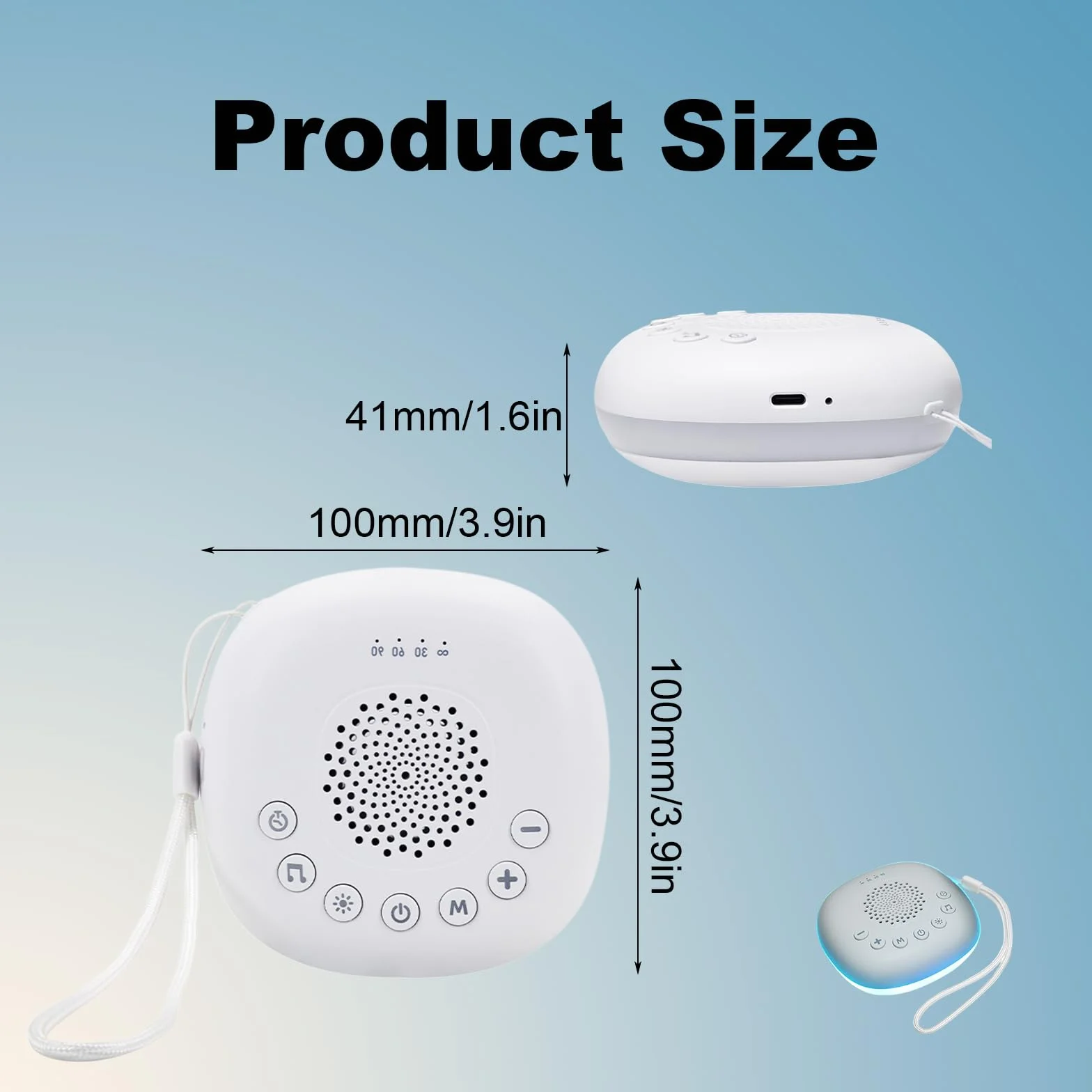Machine Bruit Blanc Bébé Portable, White Noise Machine Avec Sons De Bruit Blanc, Veilleuse Intégrée, Minuterie, Rechargeable 800 mAh