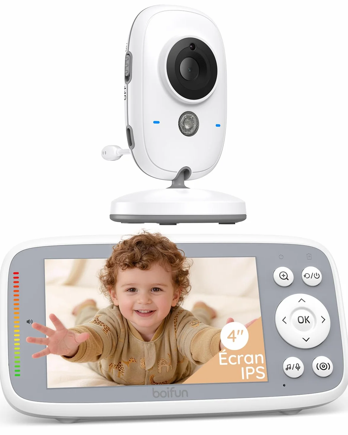 Babyphone Camera Bebe Surveillance sans WiFi, Vision Nocturne Infrarouge Invisible, 4 Pouces HD 720P, Interphone Bidirectionnel