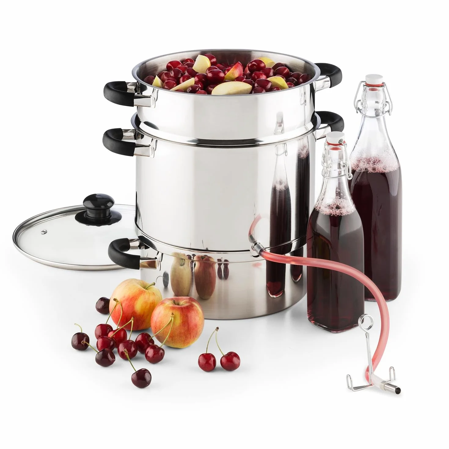 Klarstein Applebee Extracteur de jus électrique à vapeur, INOX, 1500 W, 8 L