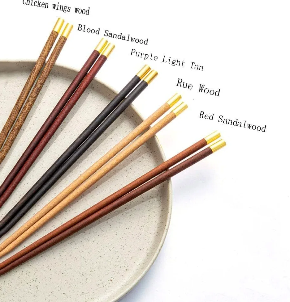 baguettes chinoises réutilisables cooking chopsticks Baguettes, baguettes rondes sculptées à la main, ensemble cadeau de baguettes avec boîte-cadeau(Color:5,Size:)