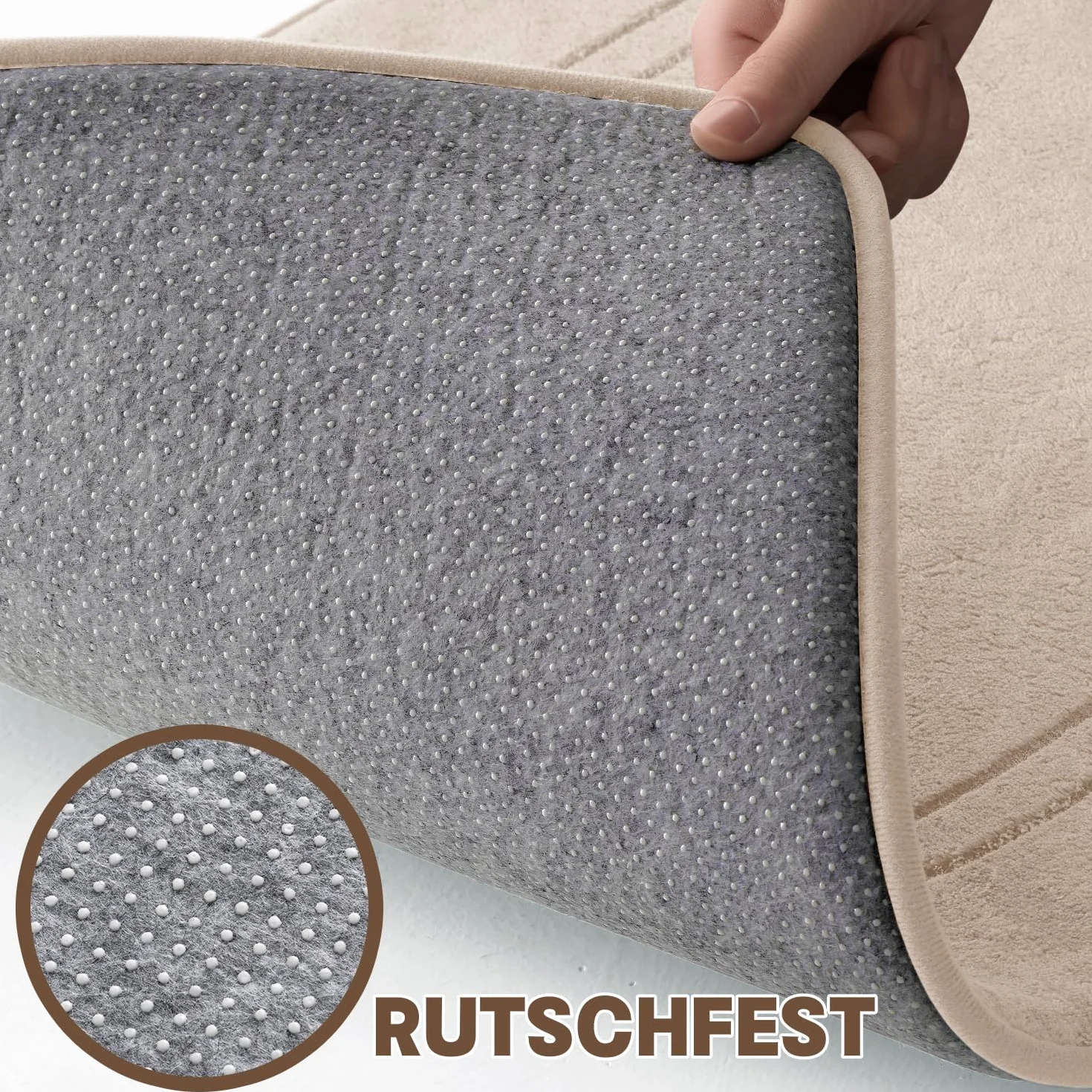 Chakme Tapis de Bain en Mousse à Mémoire de Forme Absorbant Antidérapant 43 x 61 cm Beige