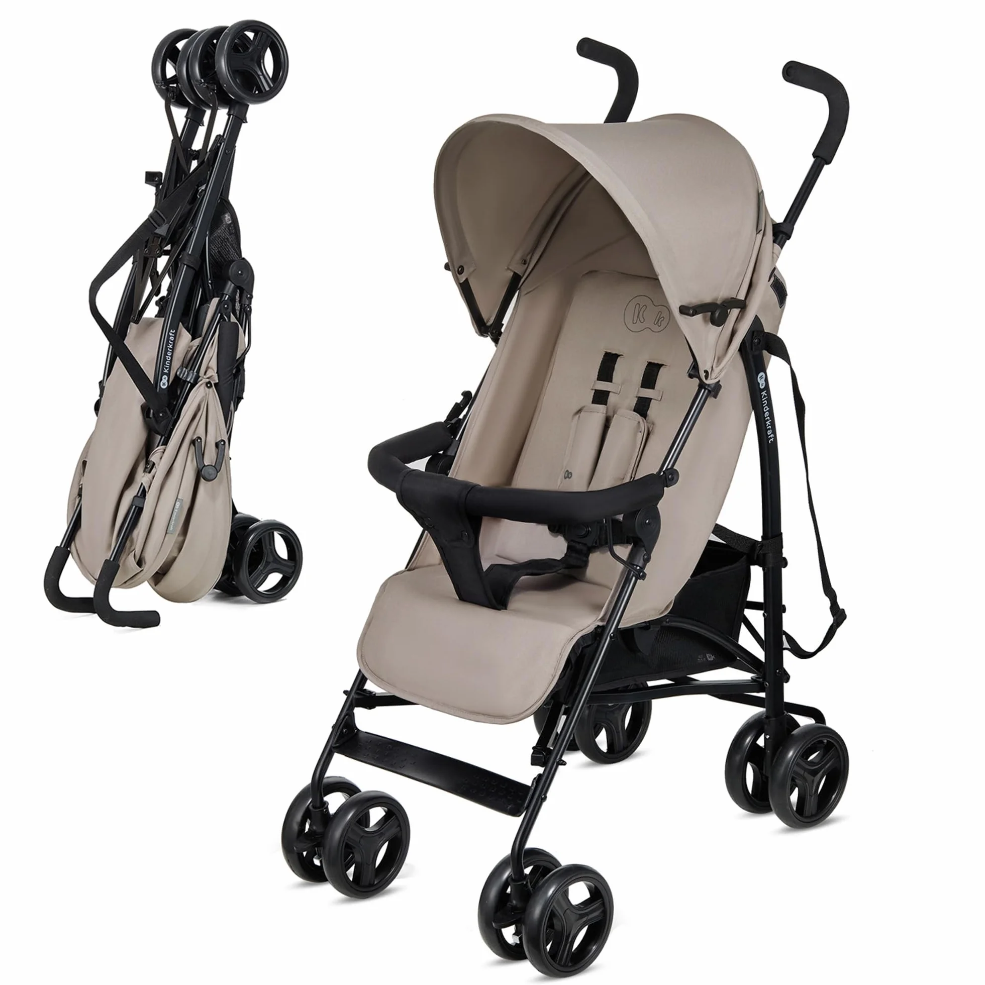 Kinderkraft TIK Poussette Légère 6,5 kg Poussette De Voyage Dossier Réglable 17kg Beige