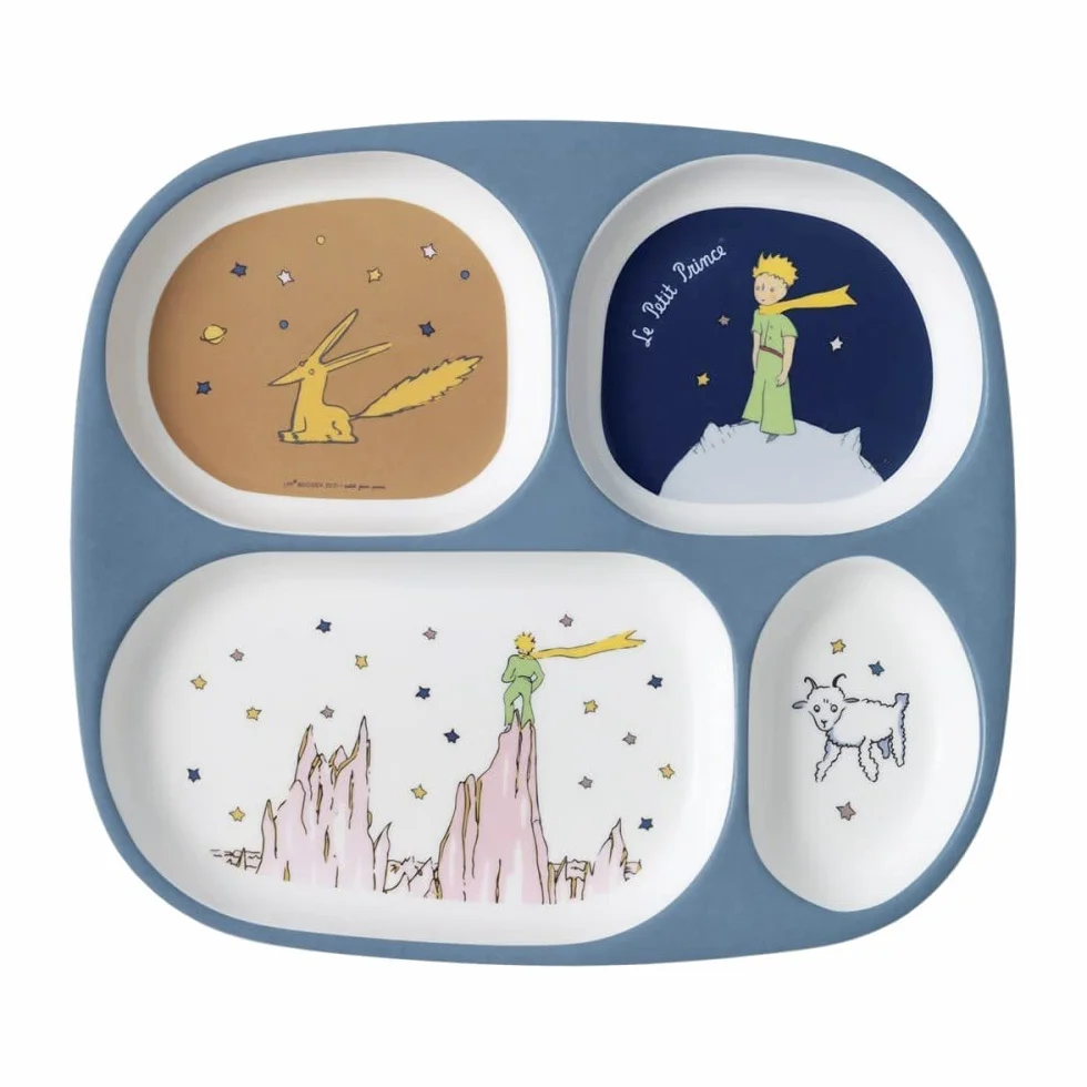 Le Petit Prince Plateau 4 Compartiments Mélamine Sans BPA Lavable Lave-Vaisselle 6M+
