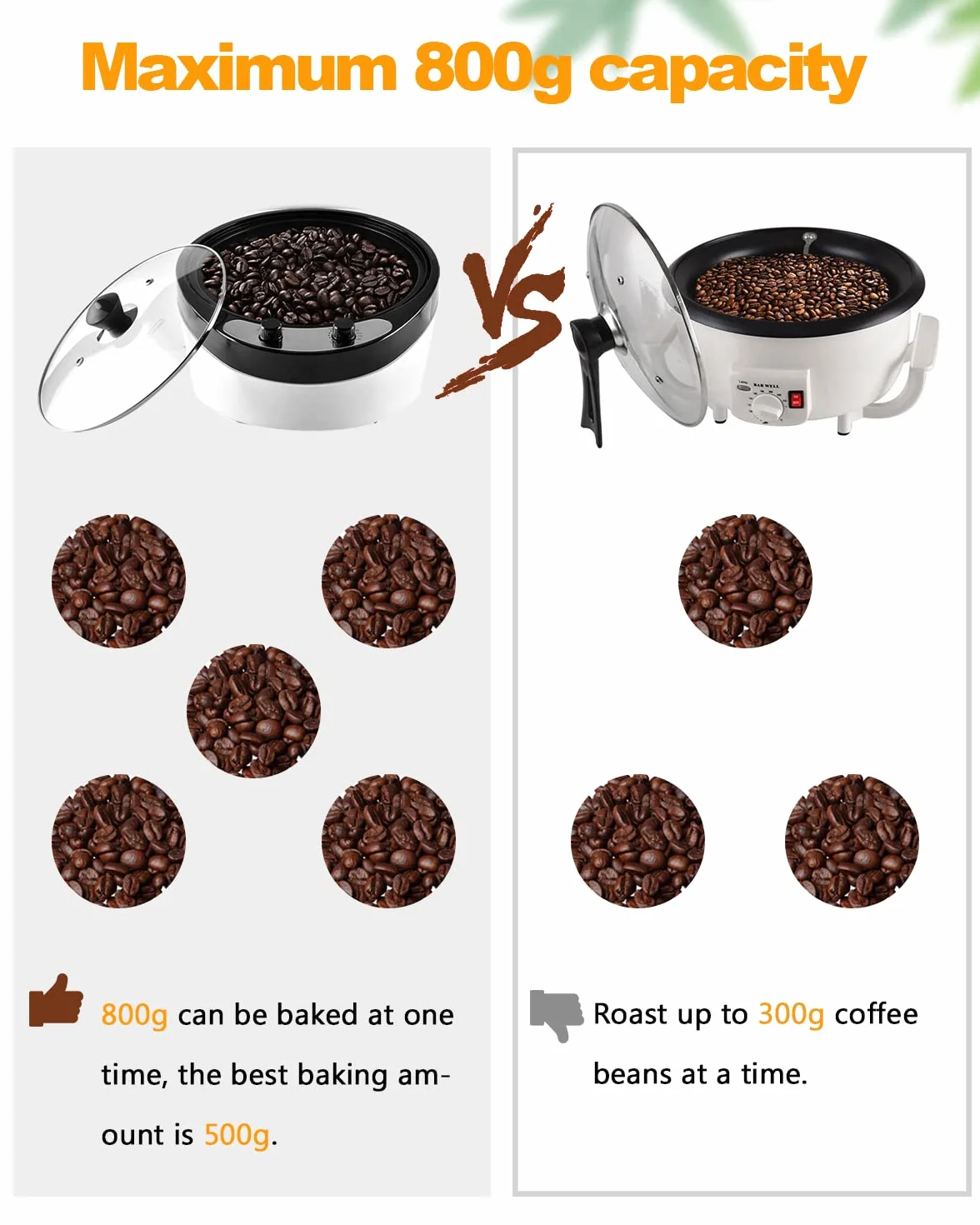 Torréfacteur de Café 800g 1200W 0-240℃ Machine à Torréfier Maison