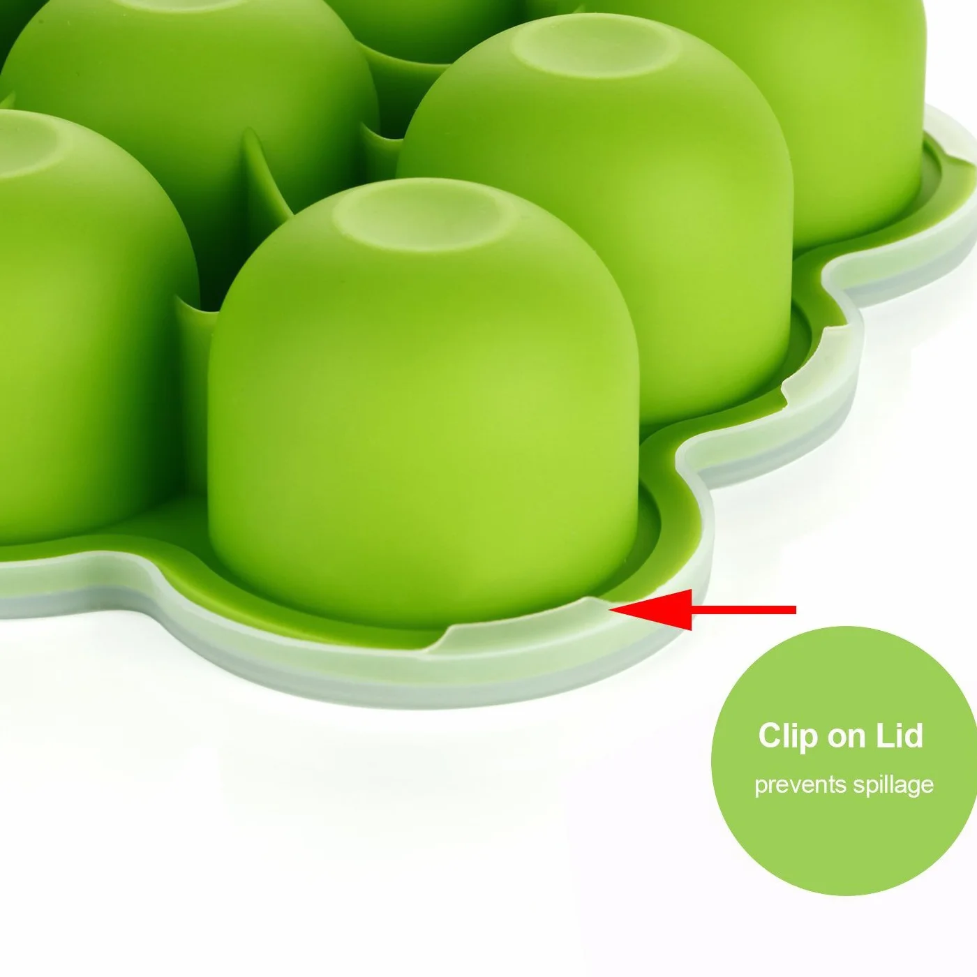 Récipient Nourriture Bébé 9 Pots Conservation Silicone avec Couvercle Vert