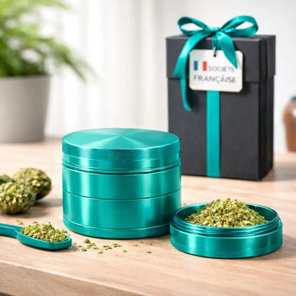 Moulin à Épices Herbe 50x40mm Alliage de Zinc Vert - Broyeur Grain Compact Résistant