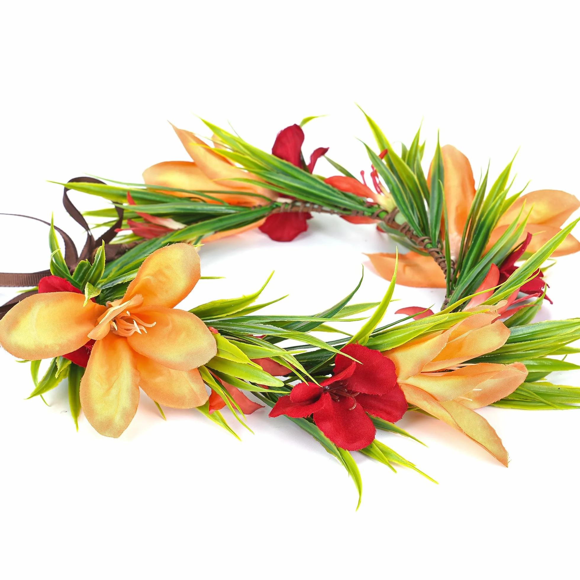 Couronne de Fleurs Hawaïen Tropicales Artificielles Lei Luau pour Filles et Femmes