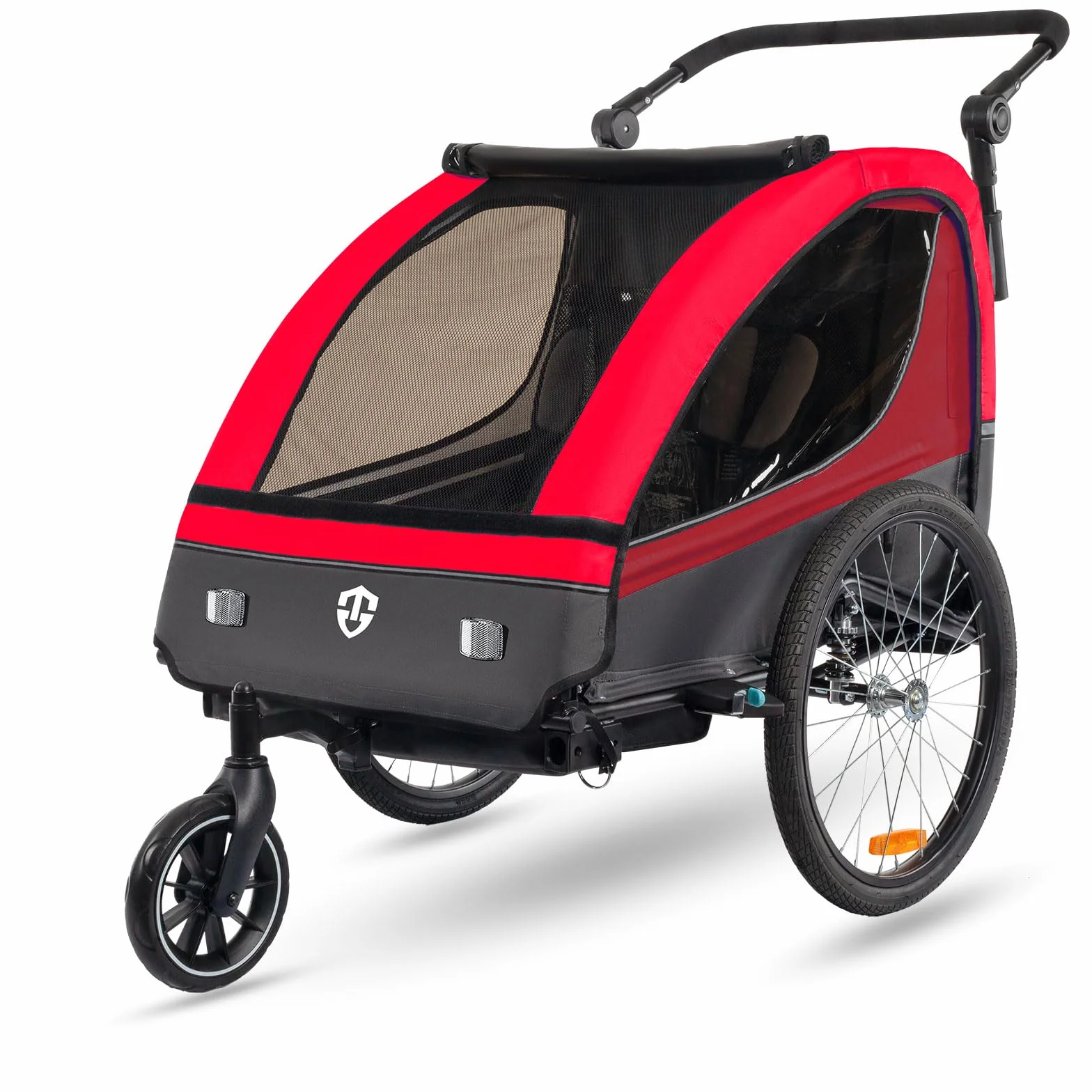 Tiggo Remorque pour Enfants 2en1 Velo Running Ceinture Securite 5 Points 360° Roue Avant Jogger Poussette