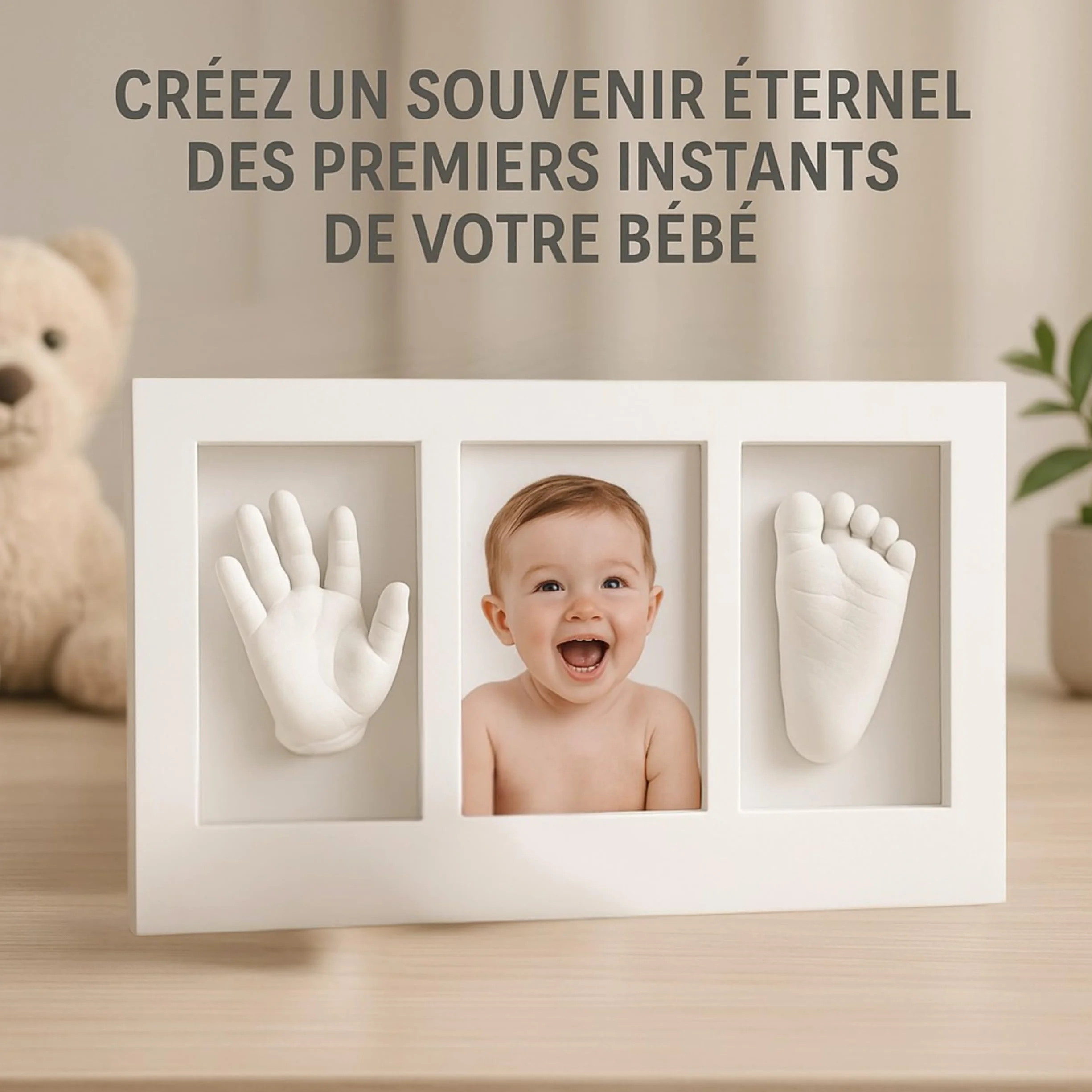 Coffret Naissance Personnalisé Plâtre Non Toxique Kit Empreinte Main Pied Bébé Cadeau Baby Shower Baptême