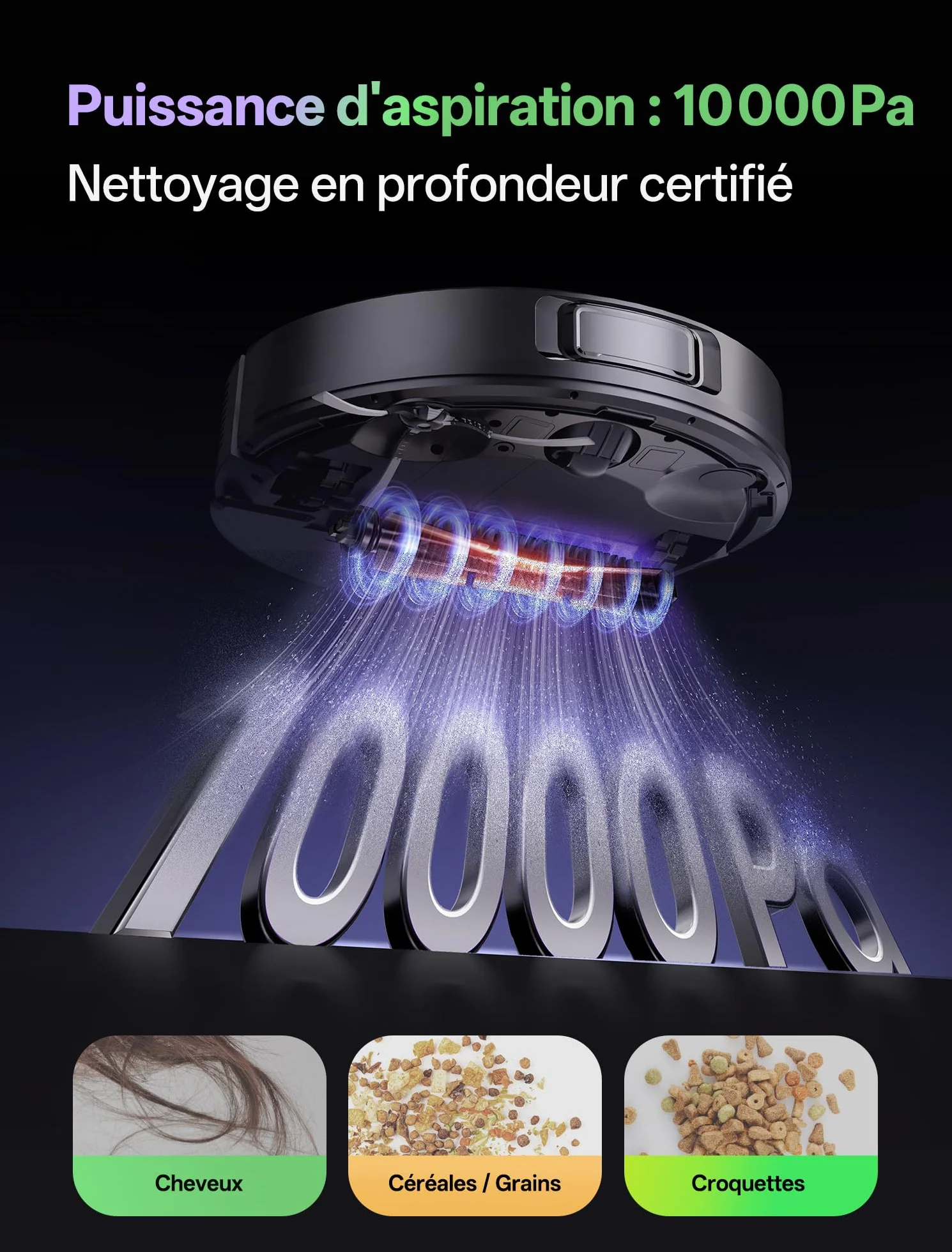 Vexilar W15 Robot aspirateur laveur 10000Pa avec station sans sac, navigation LiDAR, 180min, connecté par APP