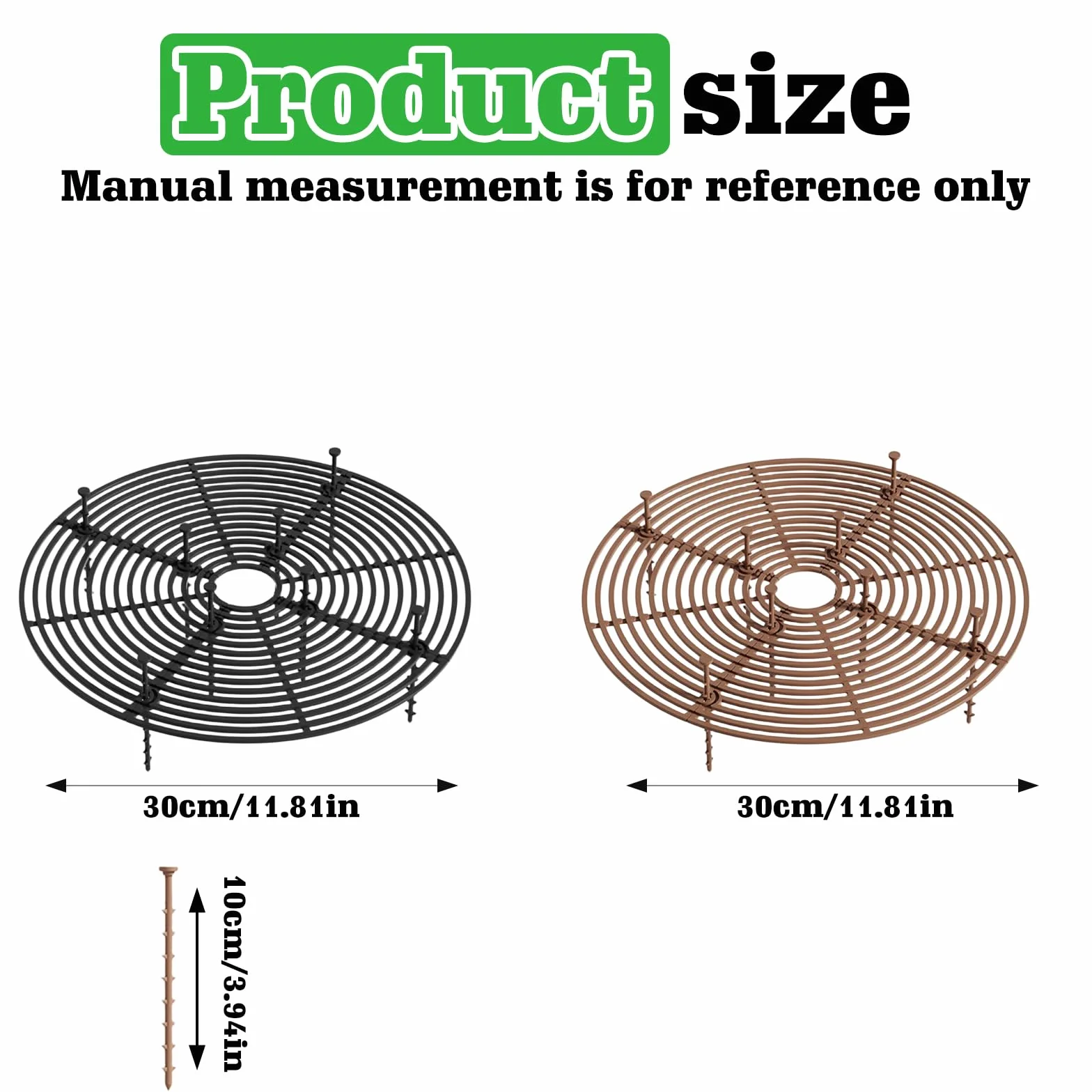 Lot de 6 grilles de protection rondes pour plantes 30 cm noir et marron
