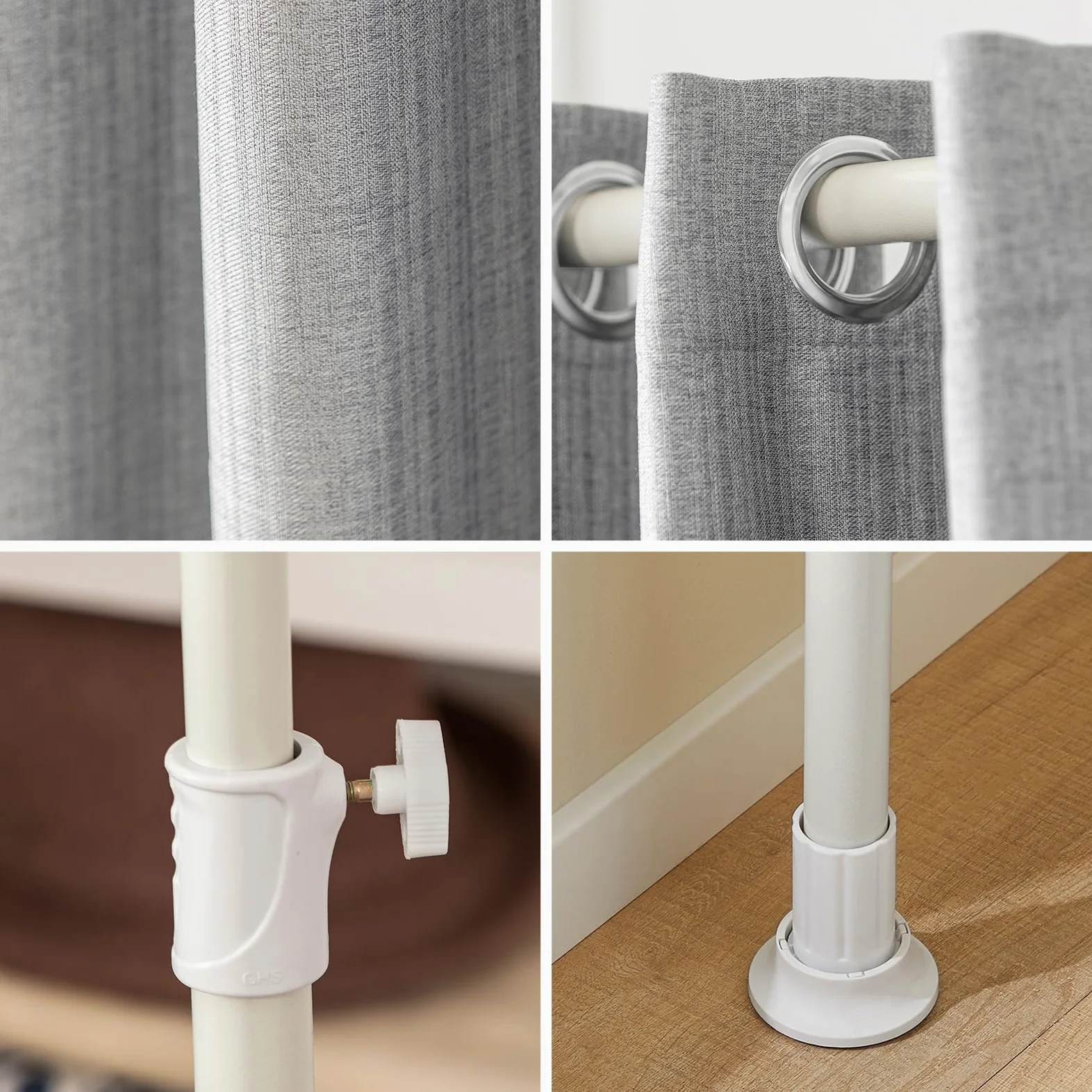 SoBuy Paravent Modulable Occultant Réglable 162-266x199-262 cm | Séparateur de pièces avec rideau télescopique, isolation thermique pour salon, bureau et chambre Gris Anthracite KLS12-HG