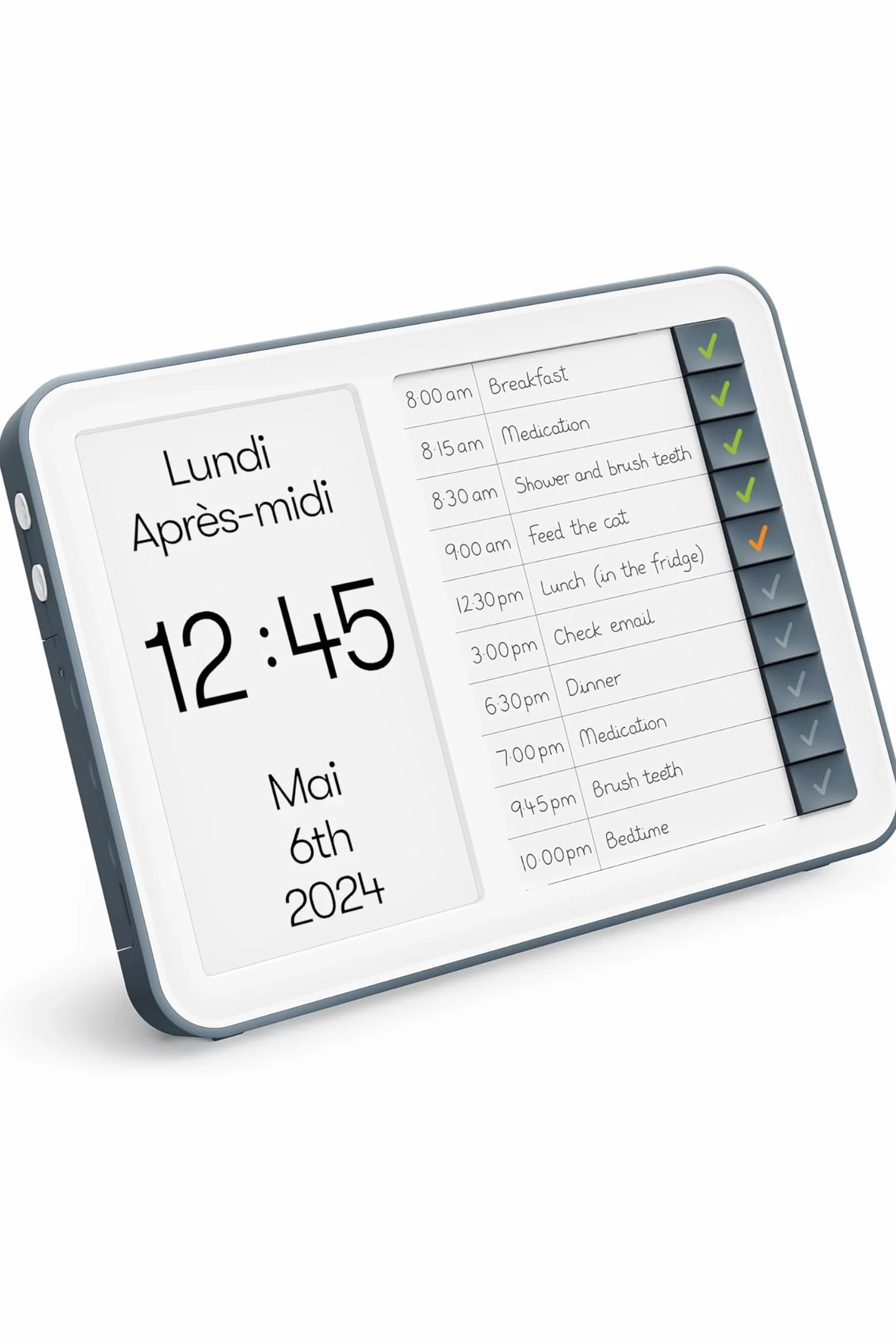 Relish Horloge numérique avec concentrateur de tâches quotidiennes calendrier grand écran