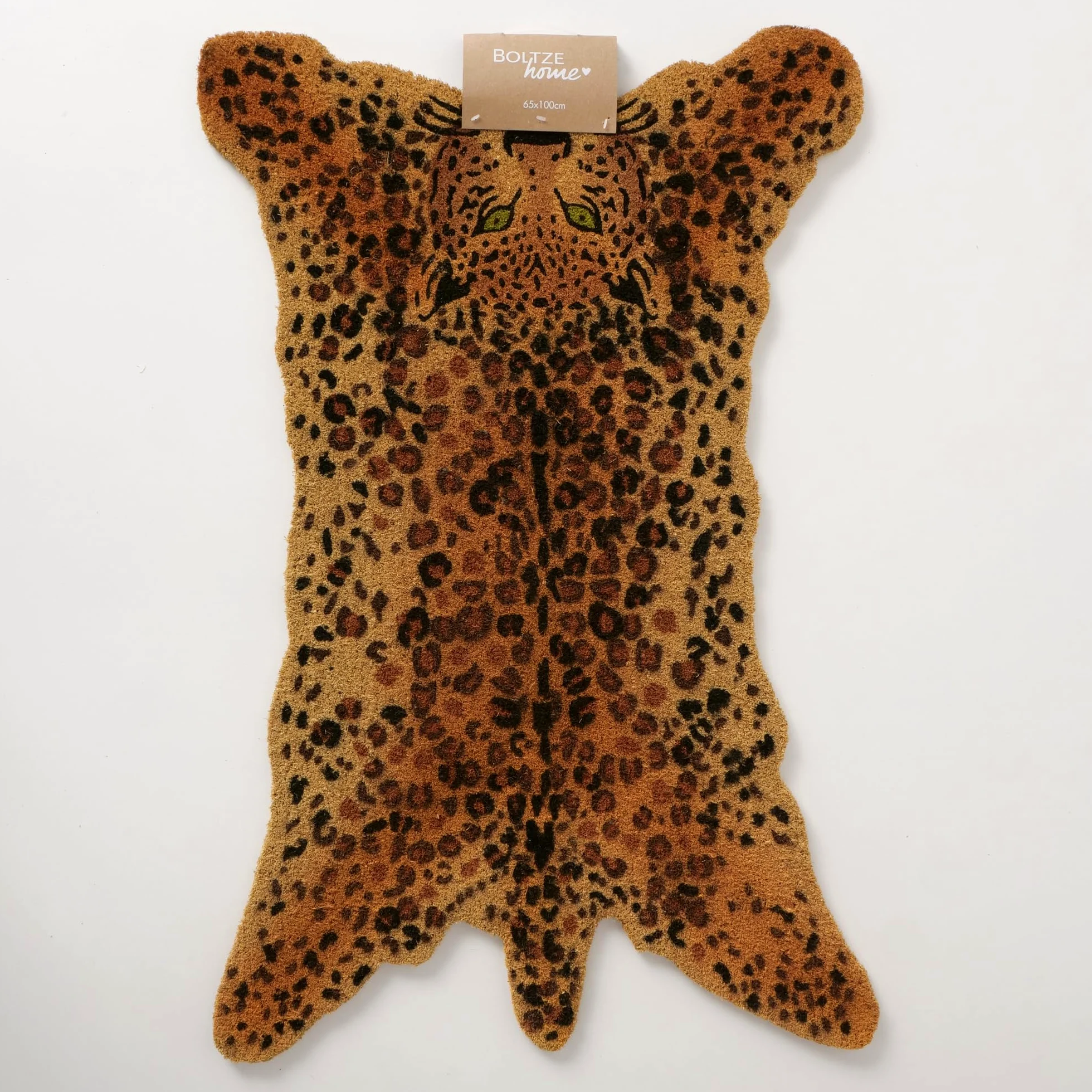 BOLTZE Roar 2061315 Paillasson en PVC et Coco Marron L x l x H : 100 x 65 x 1,5 cm en Forme de léopard Antidérapant