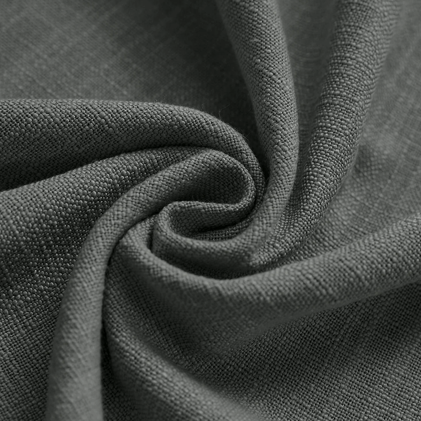 ChadMade L 140 x H 240 CM Gris Carbone Rideau en Faux H Lin Draperies Occultants Double Face, Rideau à Oeillets Bronze Antique Assombrissant pour Porte Coulissante Verre Patio Salon (1 Panneau)