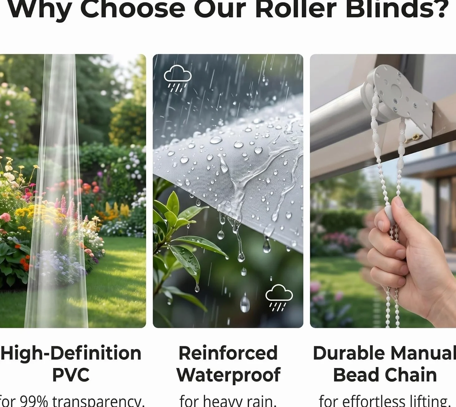 Store Enrouleur Transparent et Imperméable, Volets Roulants Exterieur PVC | Stores à Enroulement, Rideau de Séparation Clairs en plastique pour pergola Fenêtres, Anti-poussière(140x120cm)